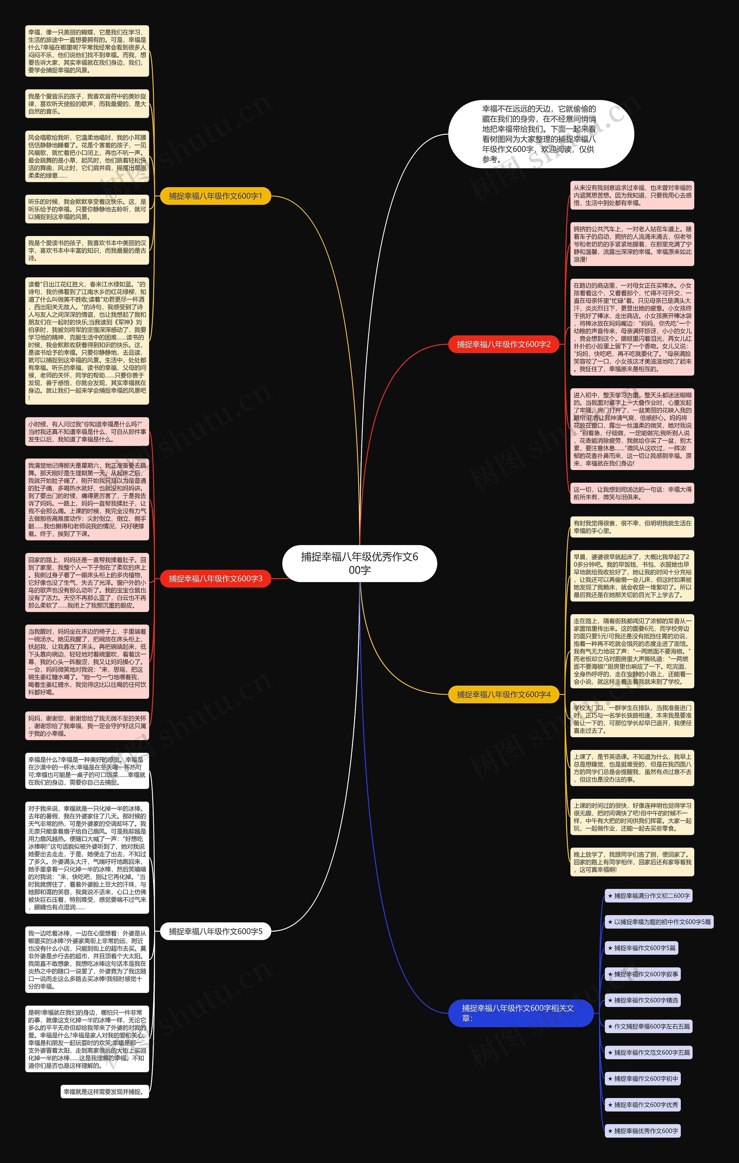 捕捉幸福八年级优秀作文600字思维导图