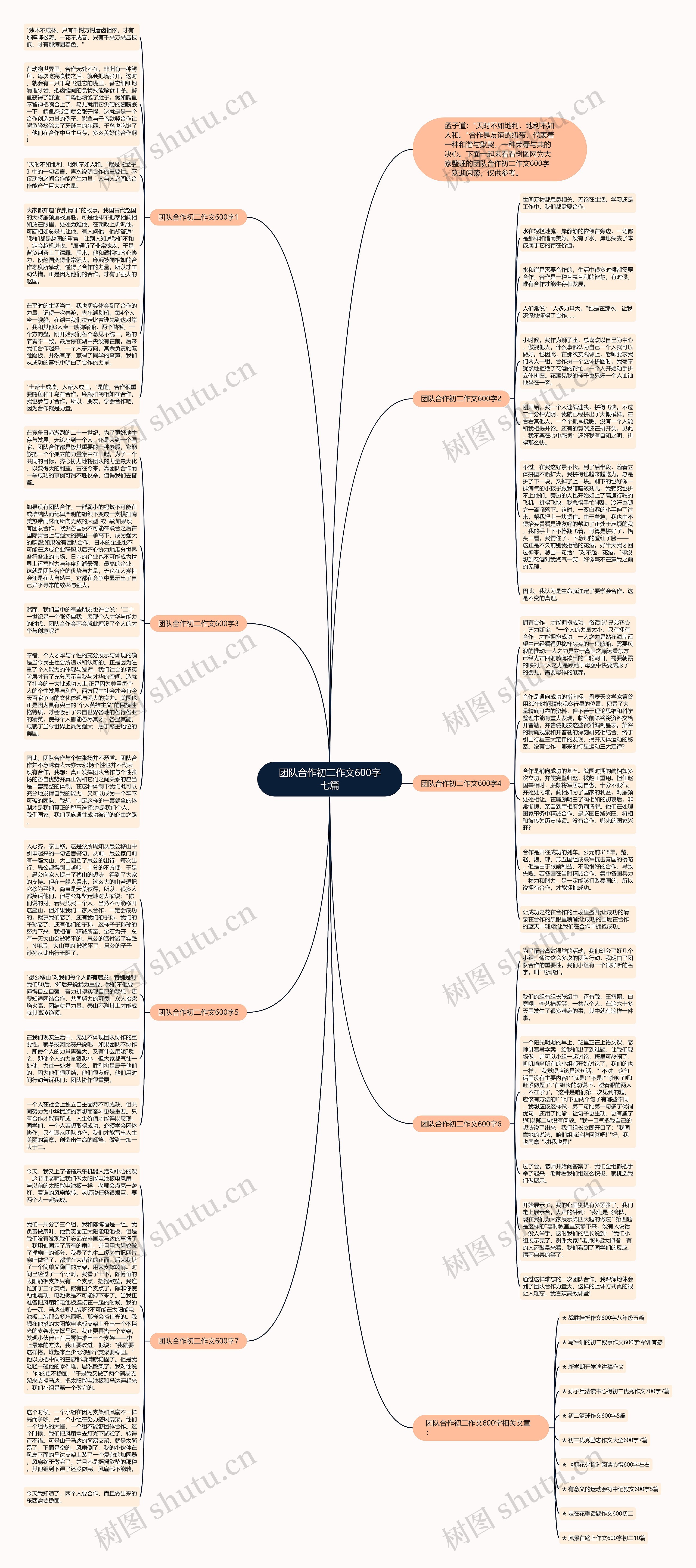 团队合作初二作文600字七篇思维导图