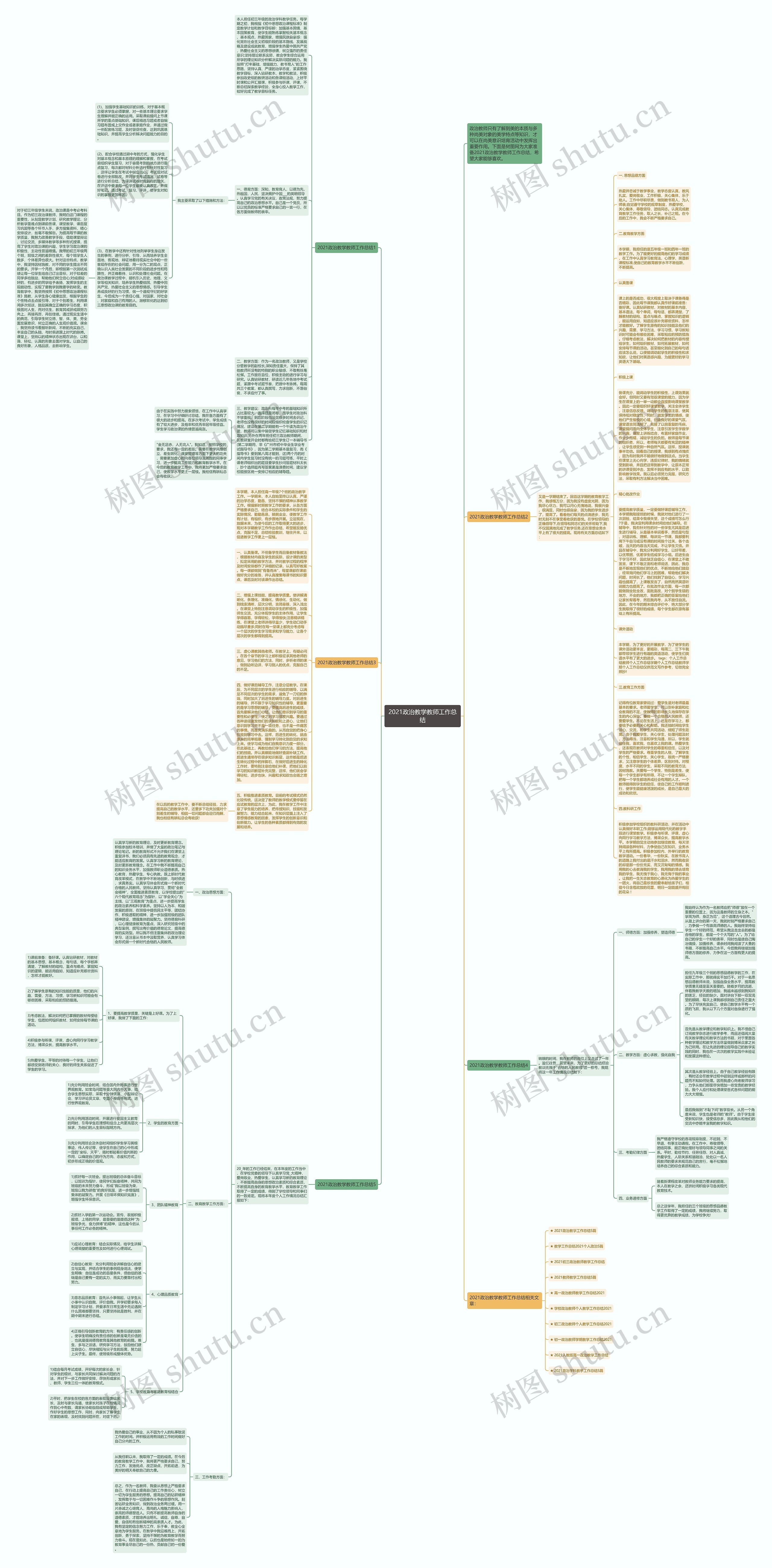 2021政治教学教师工作总结思维导图