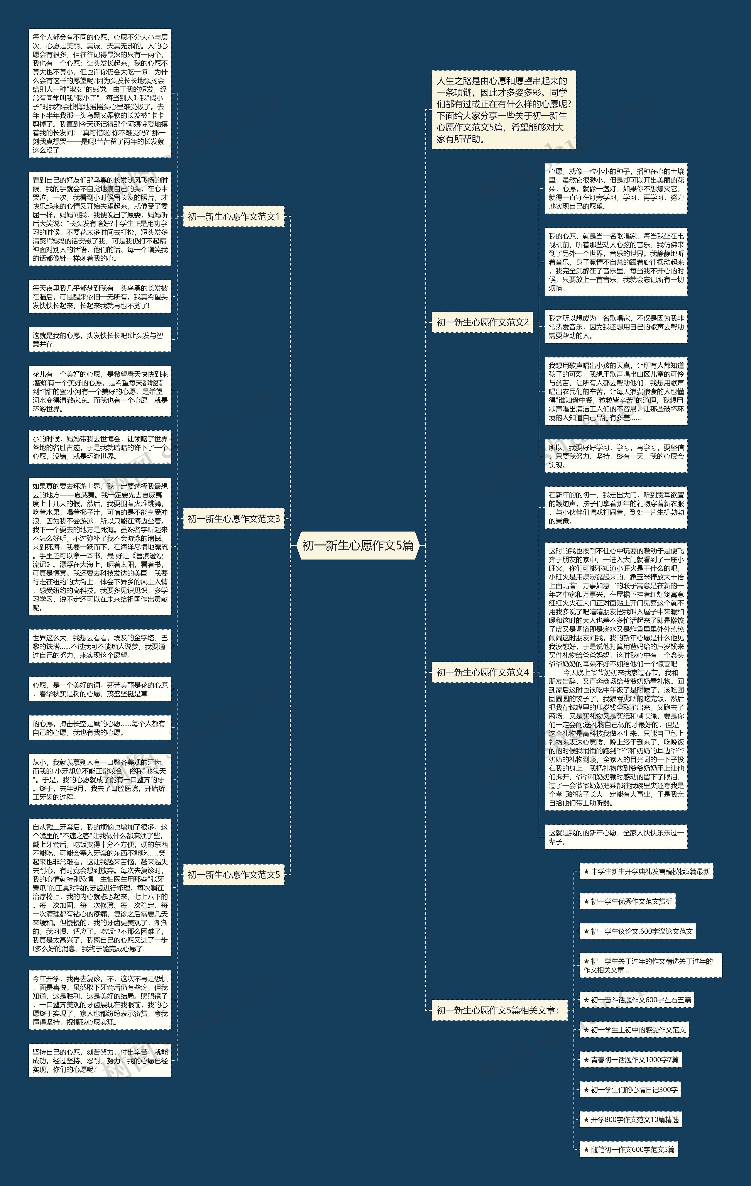 初一新生心愿作文5篇思维导图