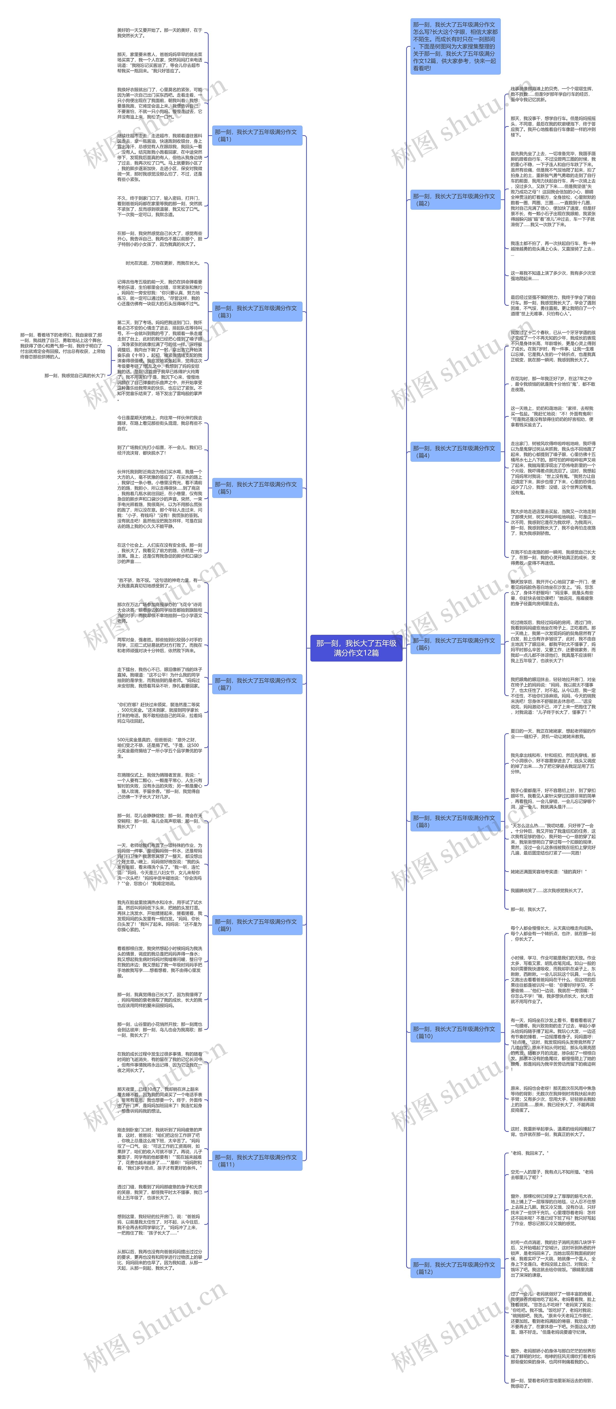 那一刻，我长大了五年级满分作文12篇思维导图