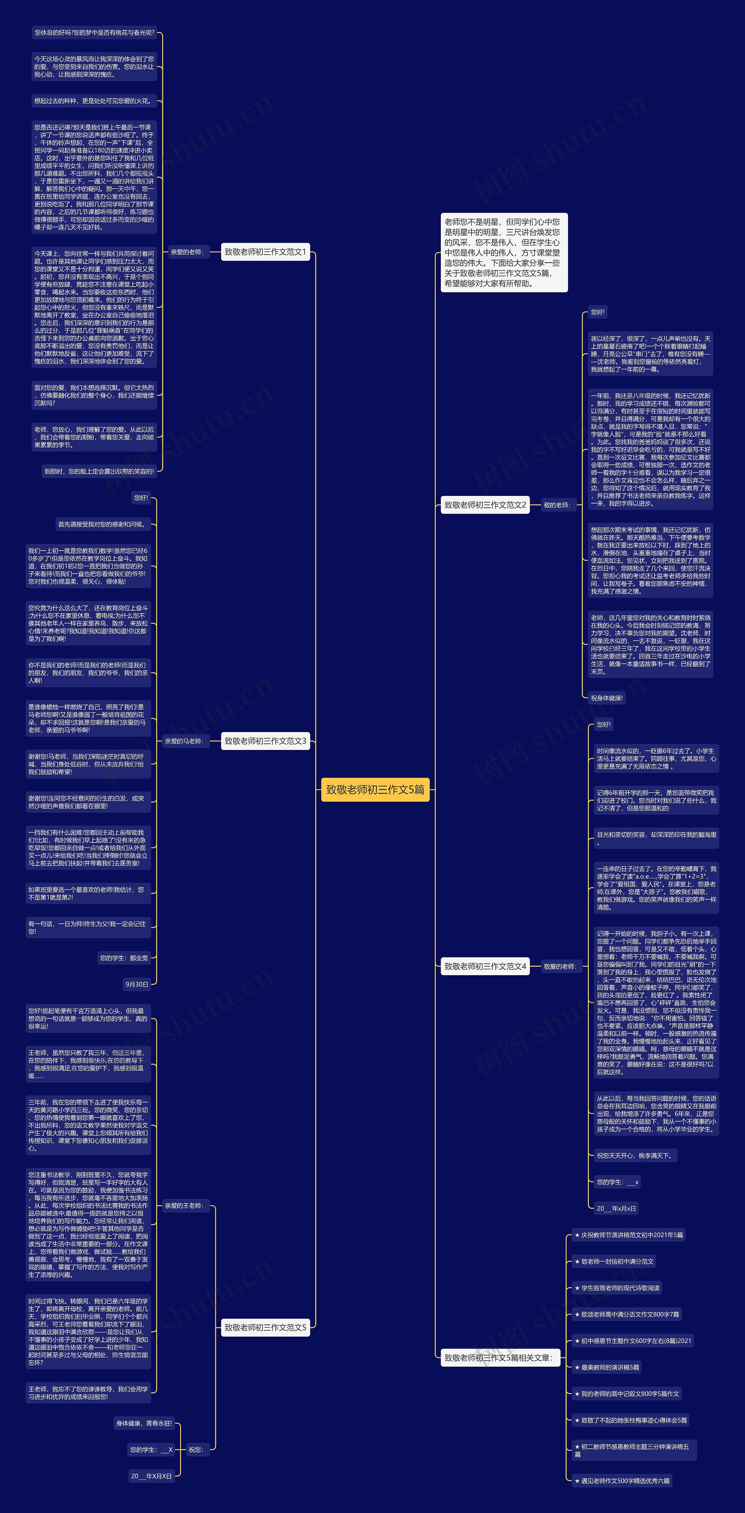 致敬老师初三作文5篇思维导图