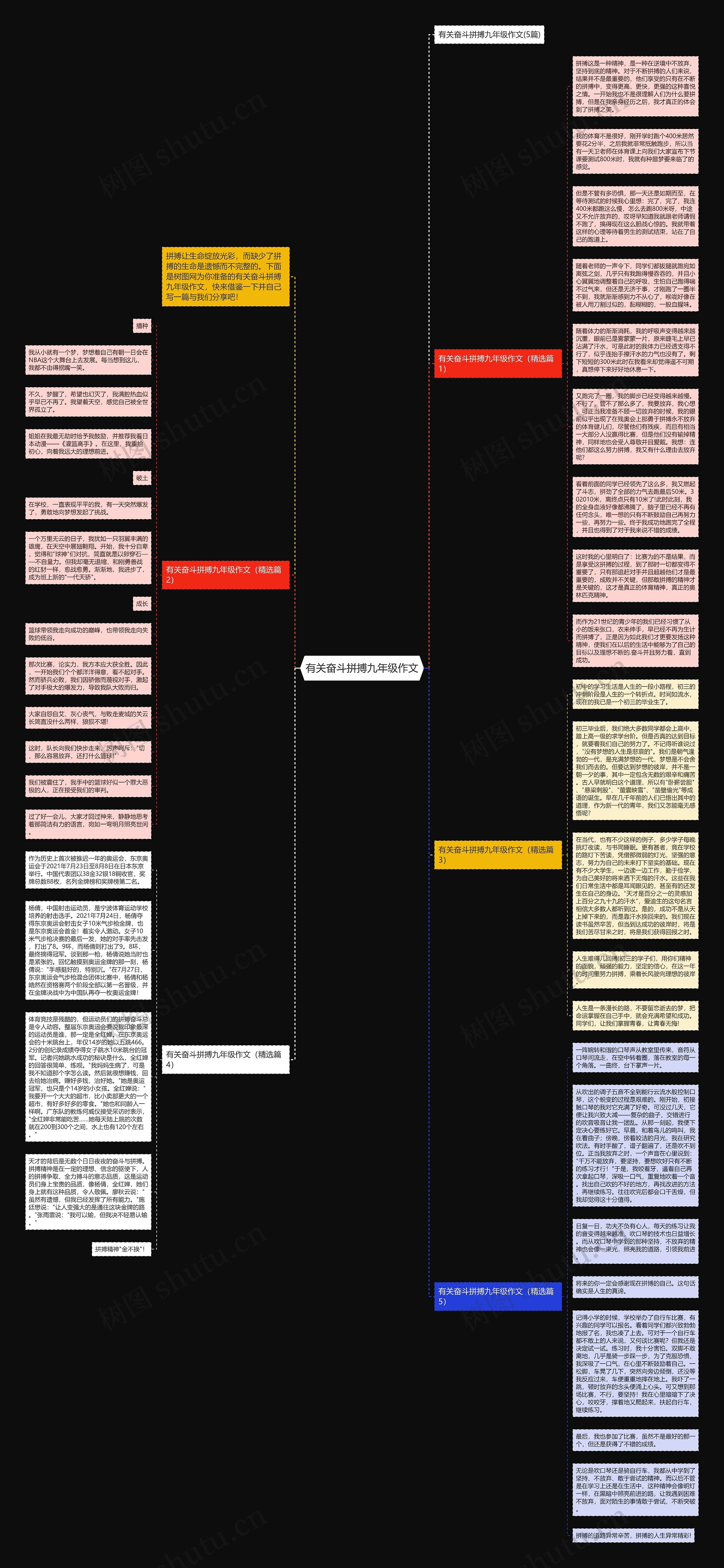 有关奋斗拼搏九年级作文思维导图