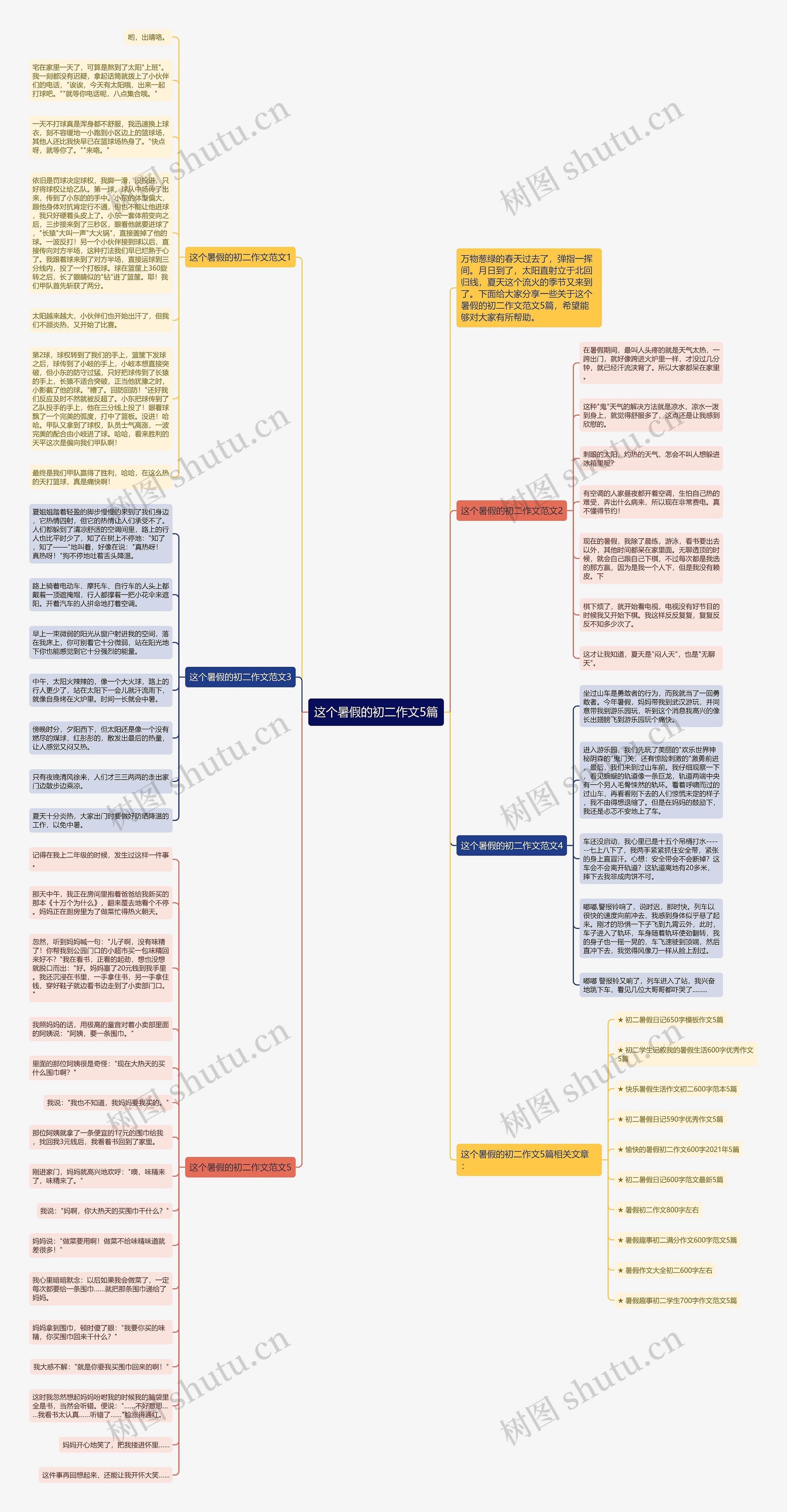 这个暑假的初二作文5篇思维导图