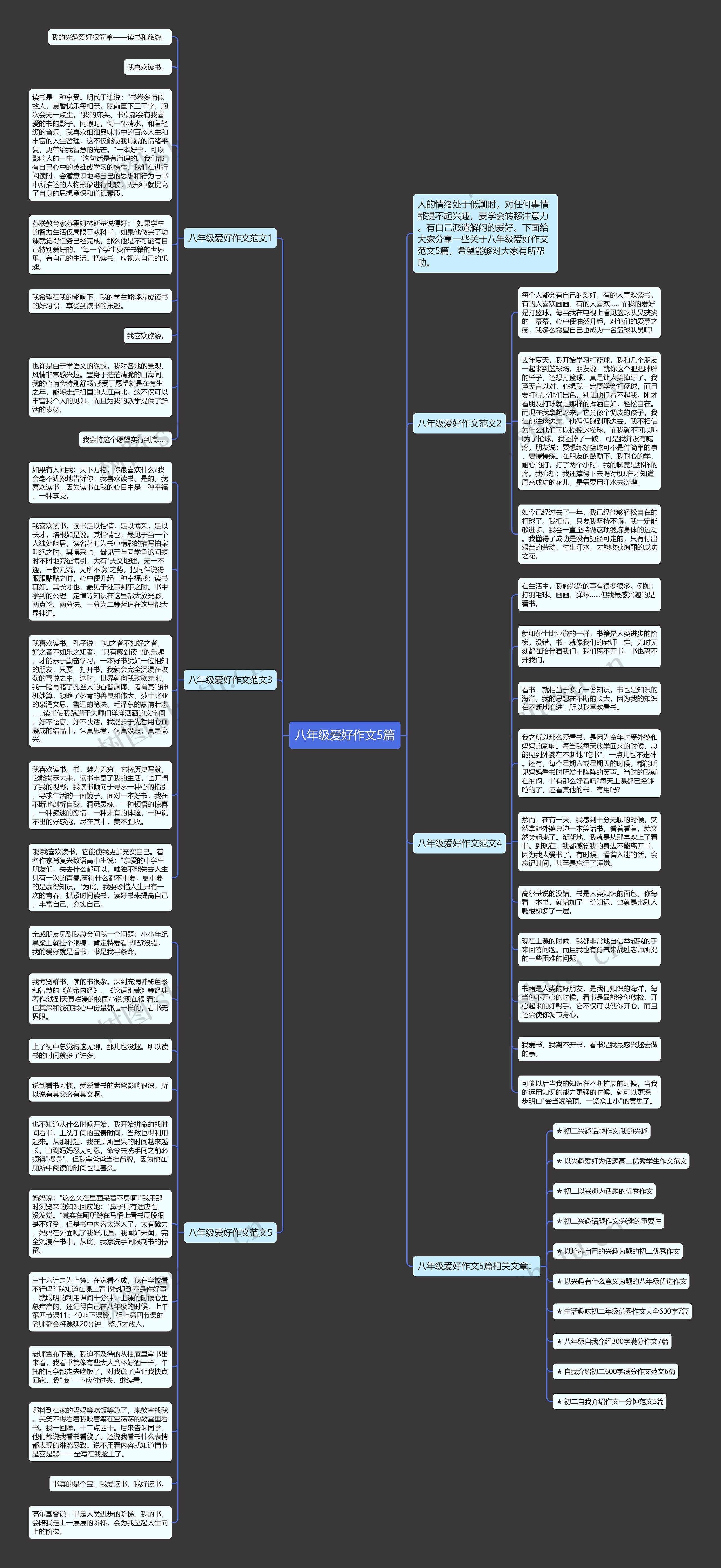 八年级爱好作文5篇思维导图