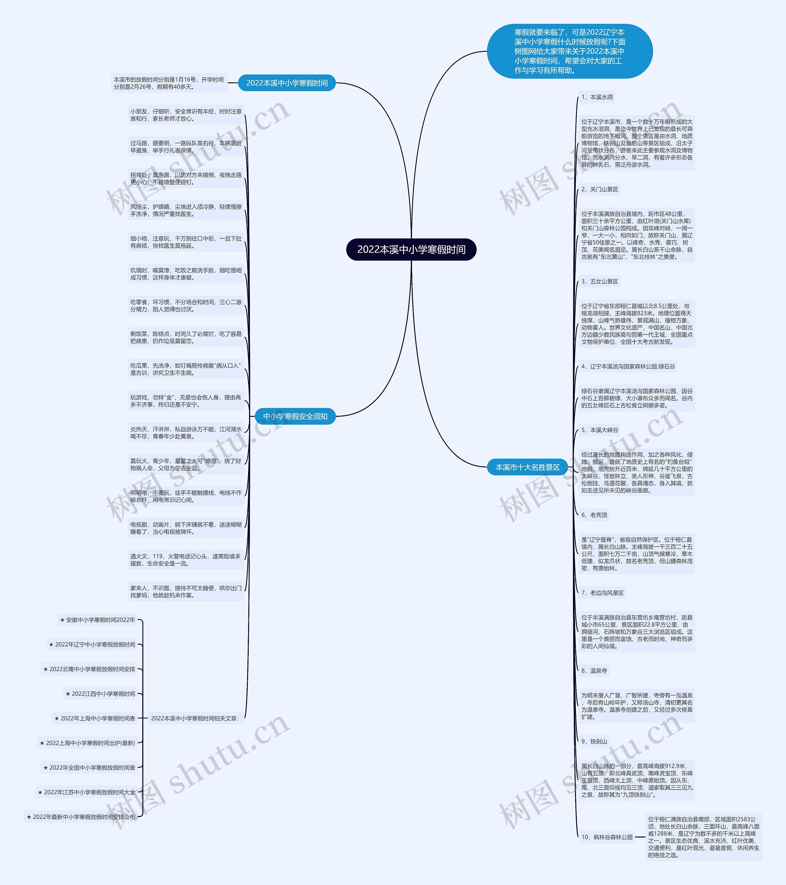 2022本溪中小学寒假时间思维导图