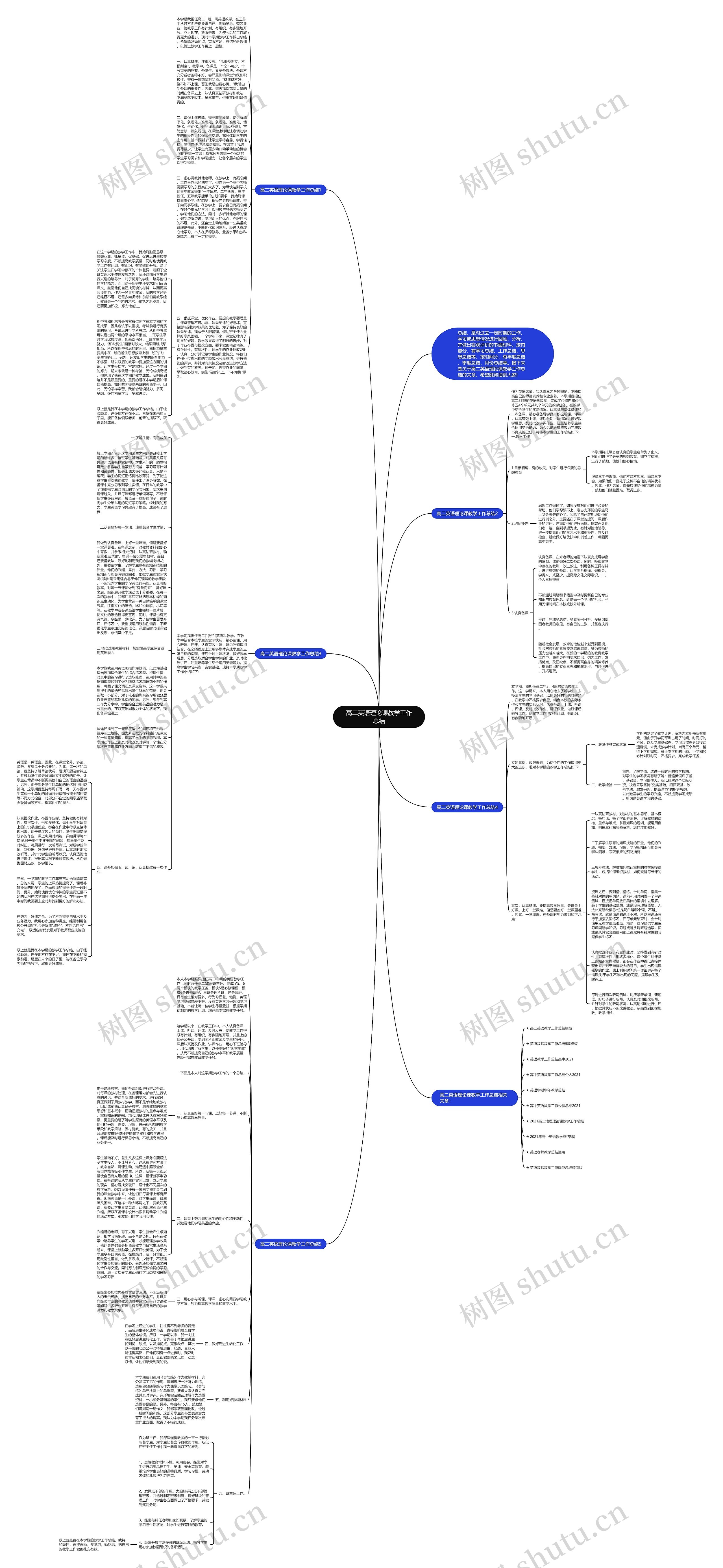 高二英语理论课教学工作总结思维导图