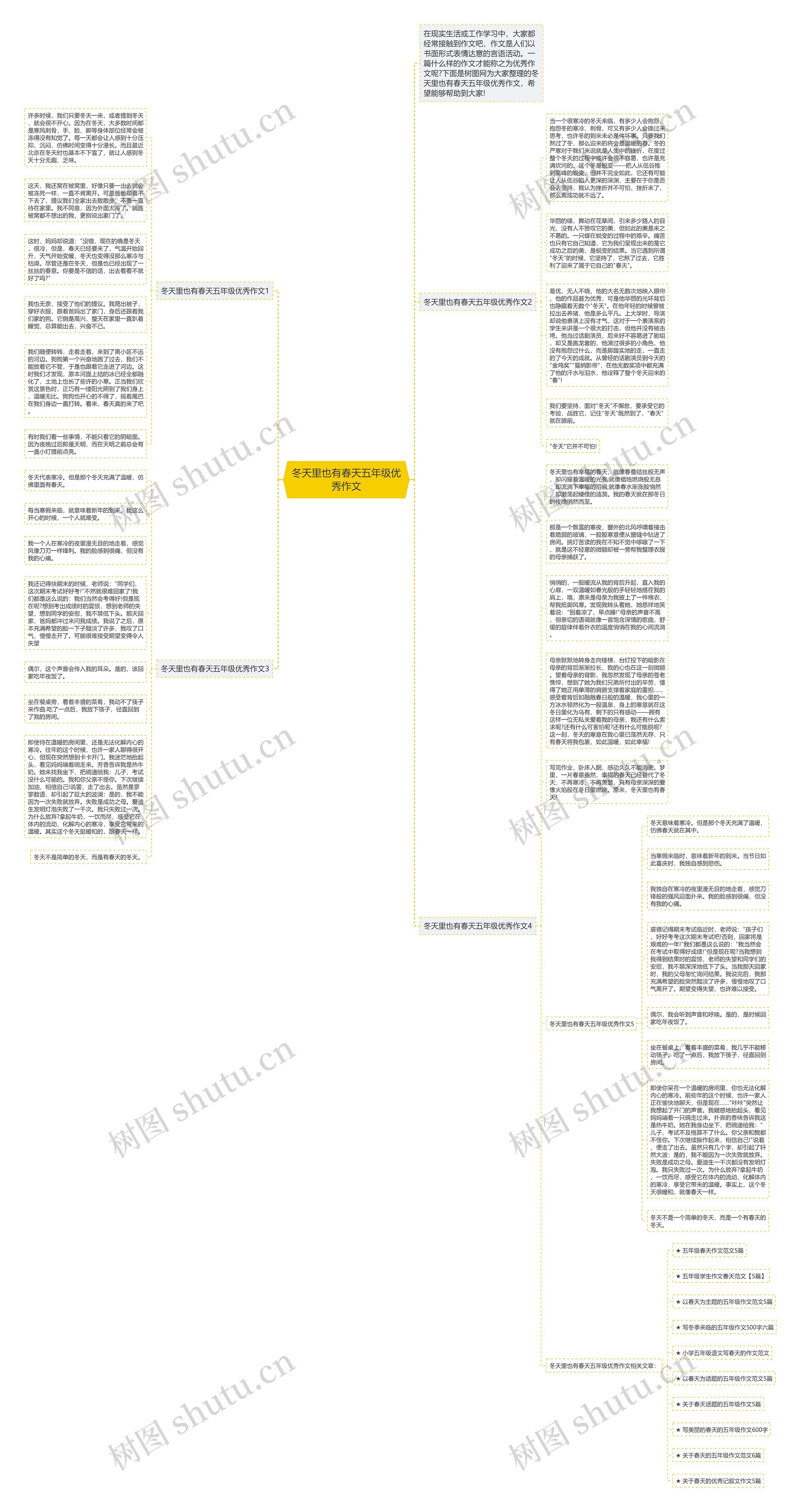 冬天里也有春天五年级优秀作文思维导图
