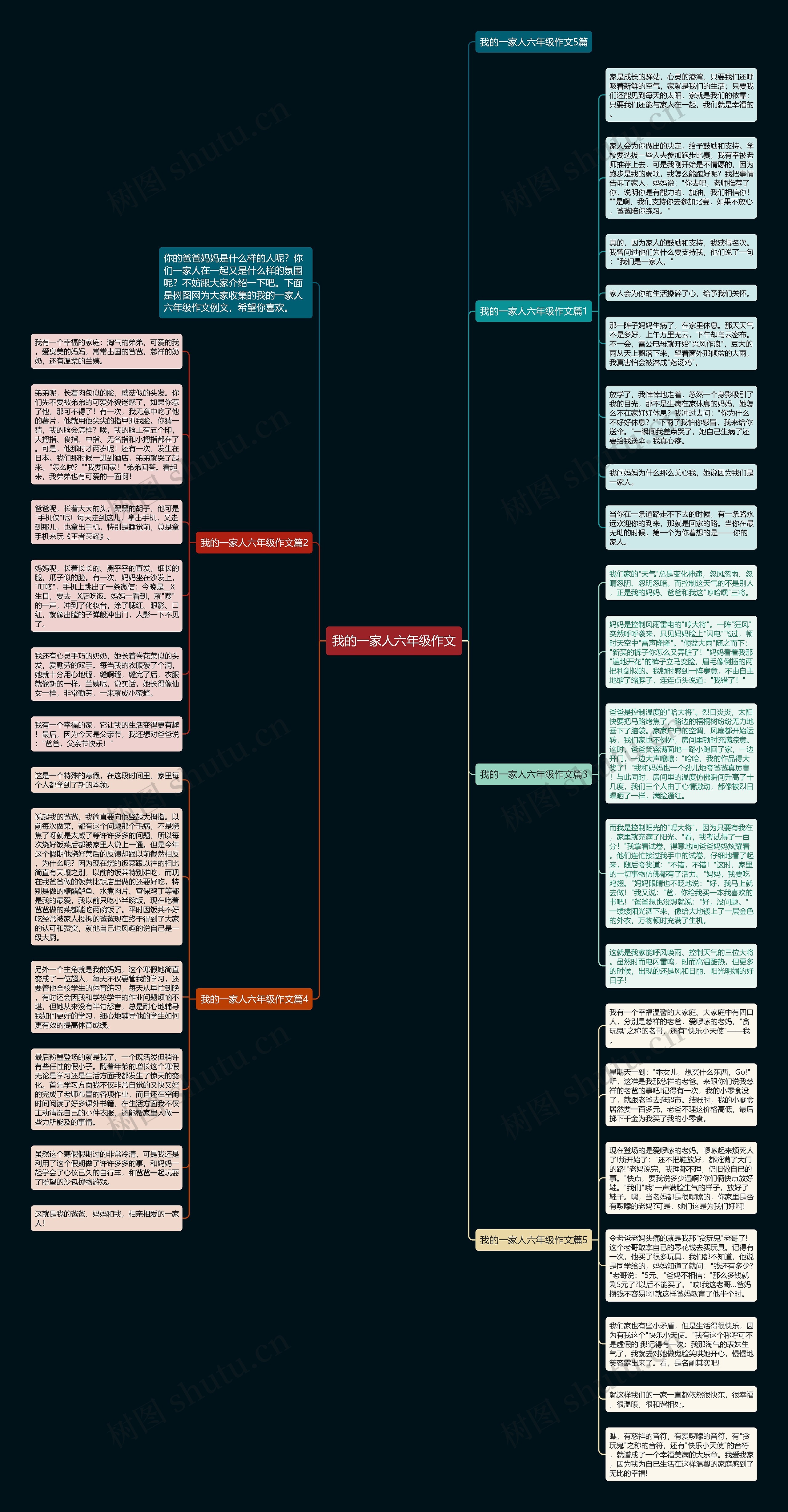 我的一家人六年级作文思维导图