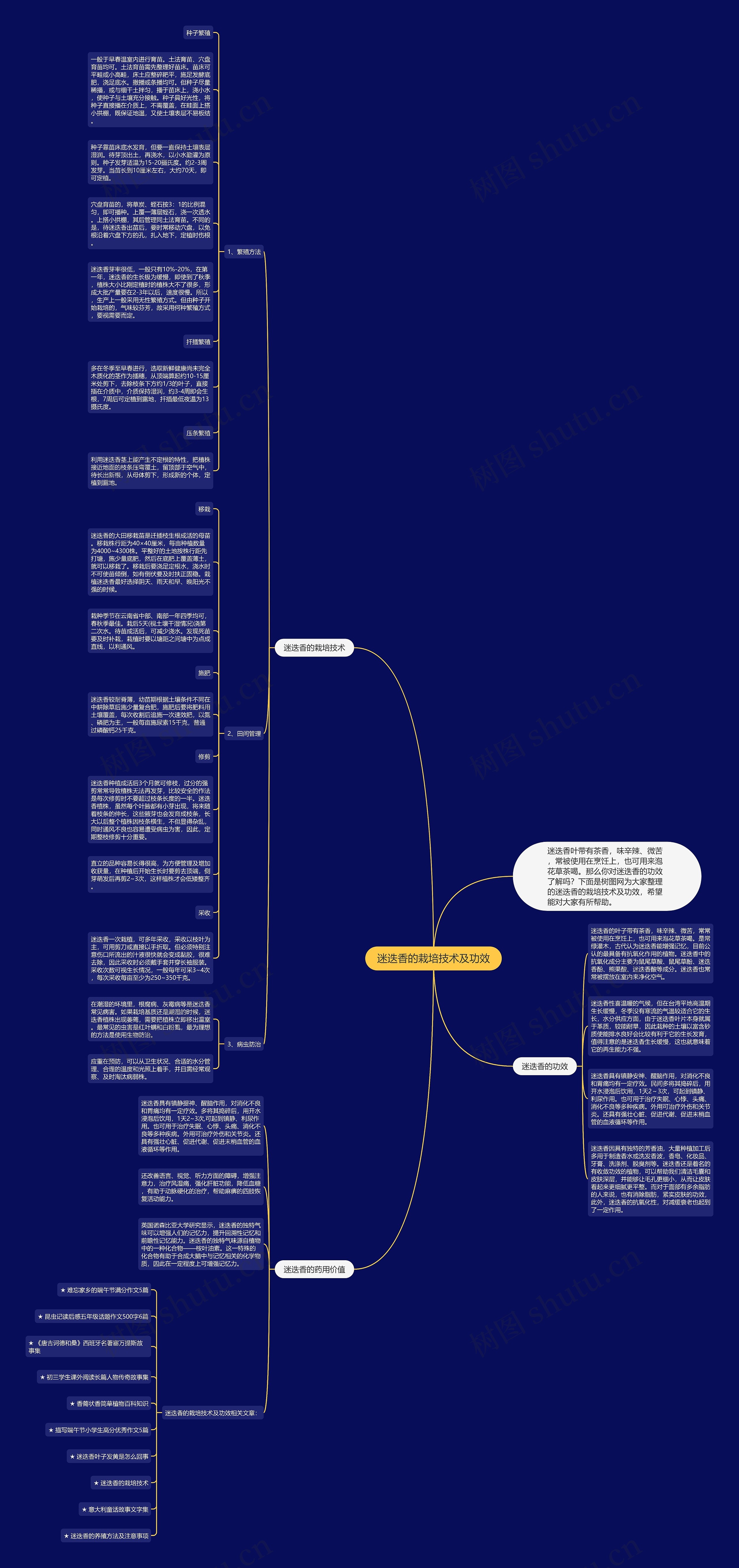 迷迭香的栽培技术及功效思维导图