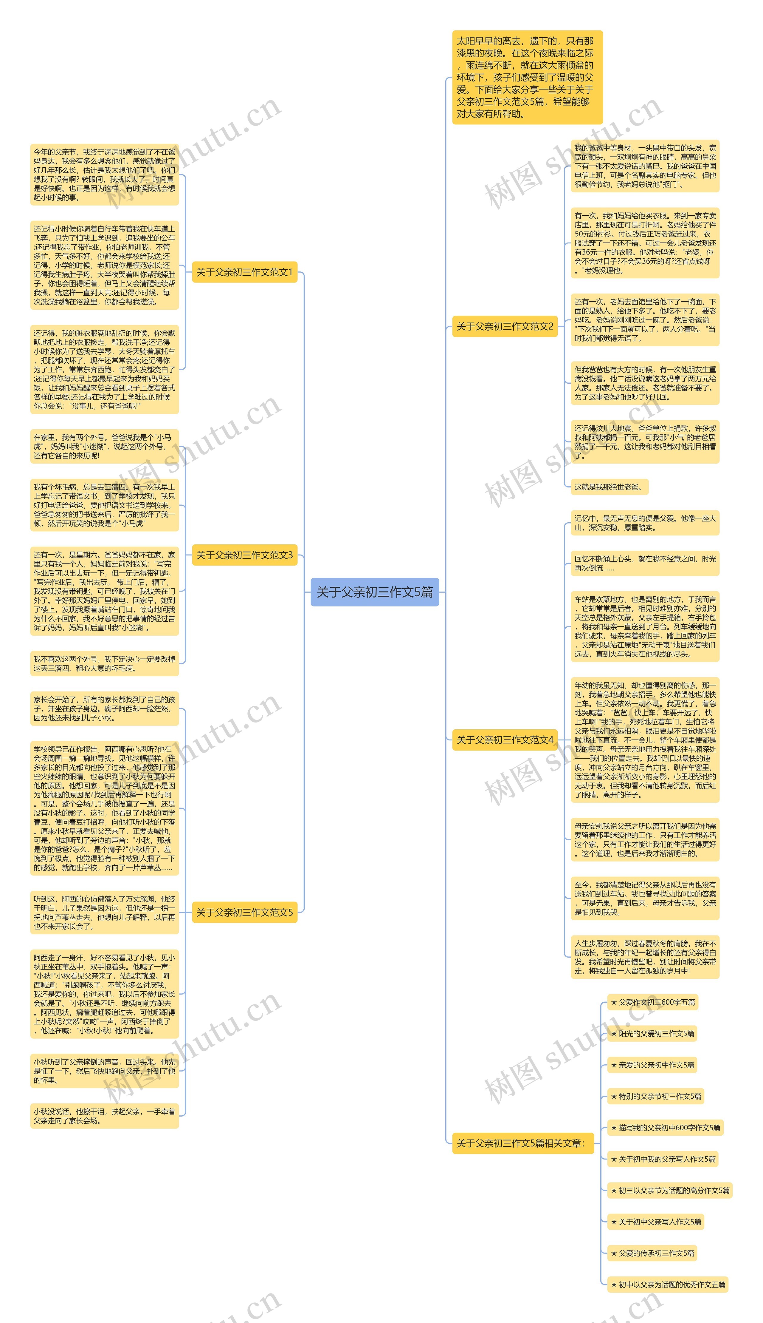 关于父亲初三作文5篇思维导图