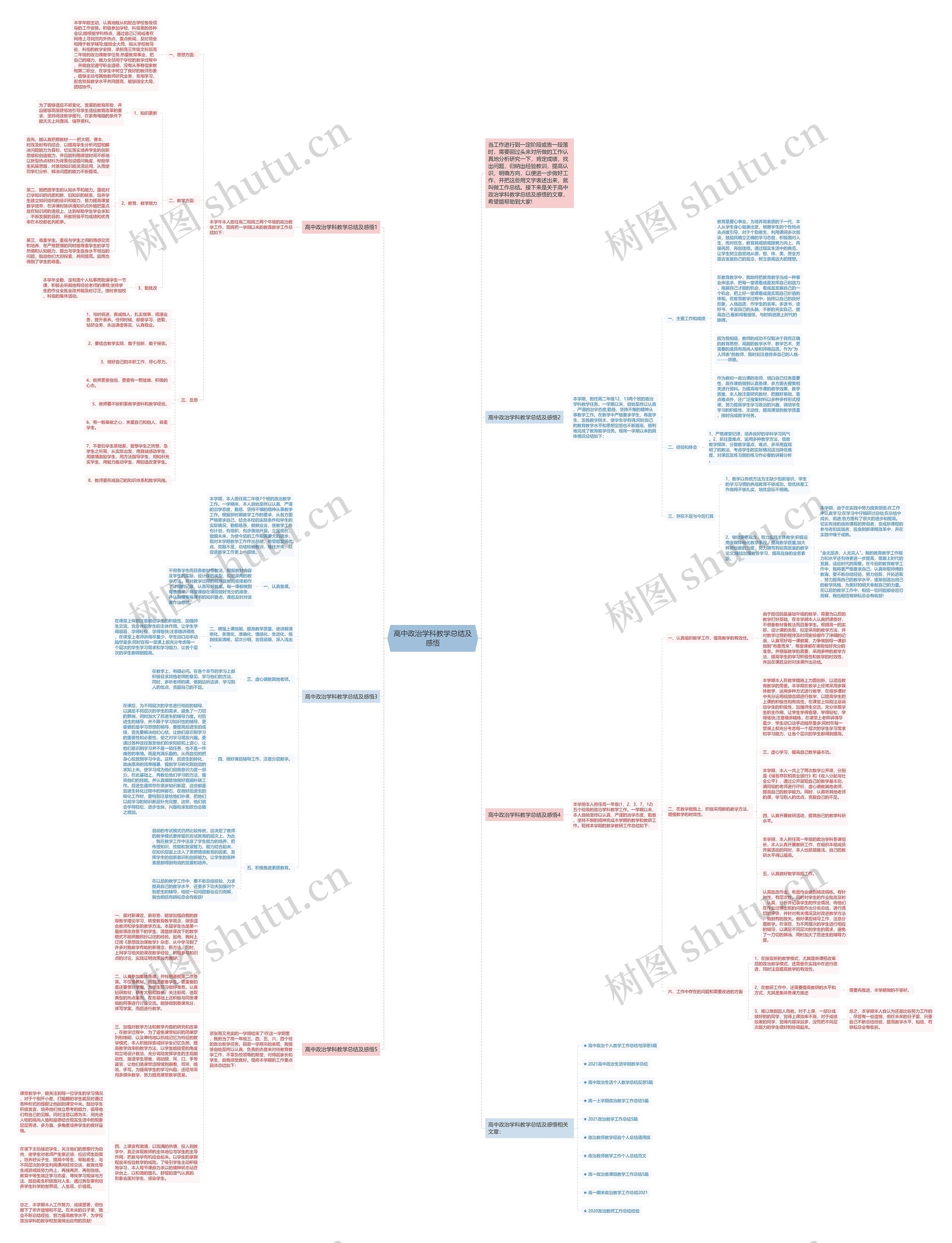 高中政治学科教学总结及感悟思维导图