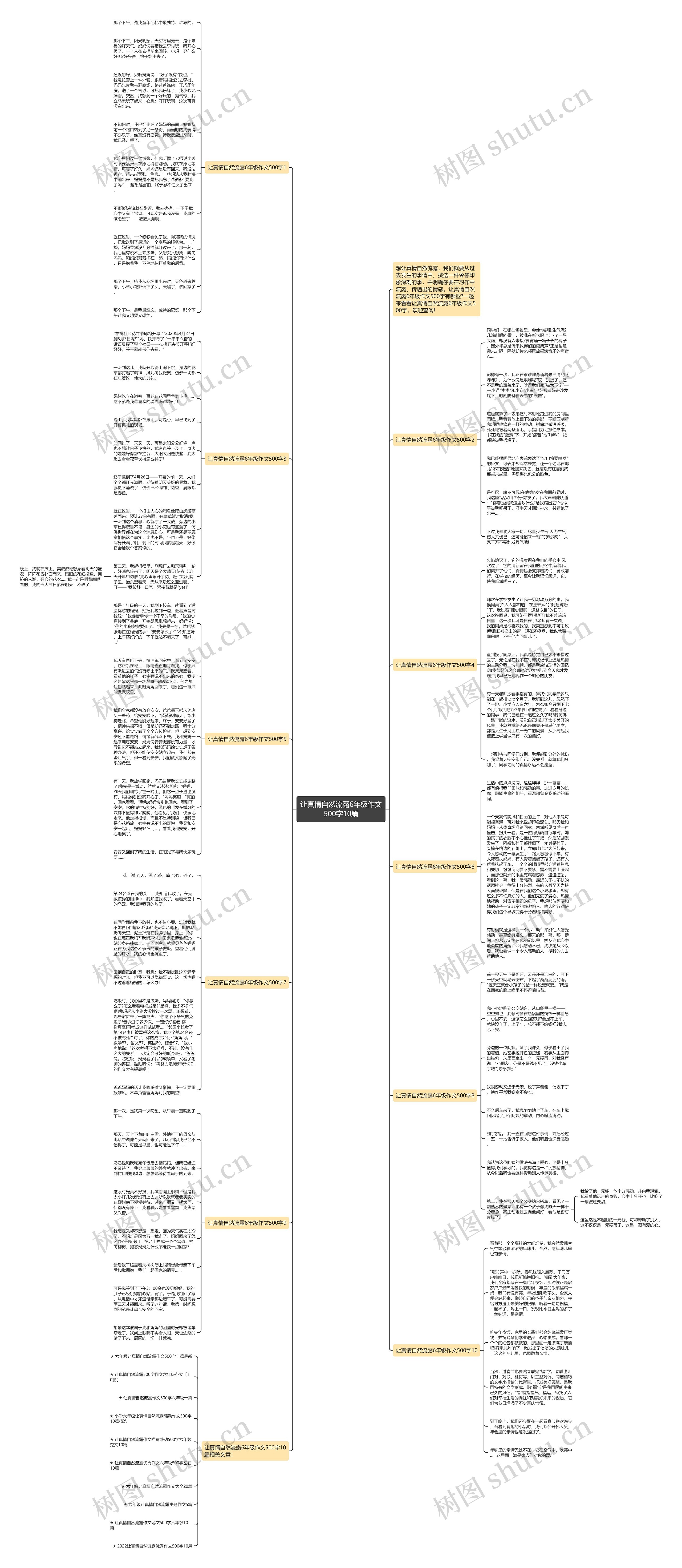 让真情自然流露6年级作文500字10篇思维导图