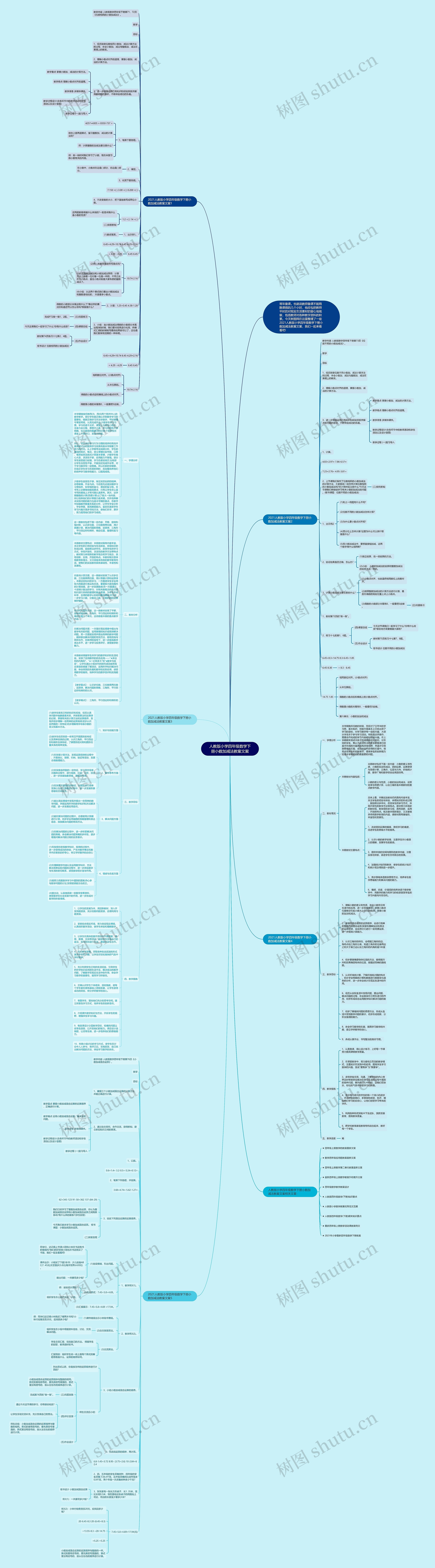 人教版小学四年级数学下册小数加减法教案文案思维导图