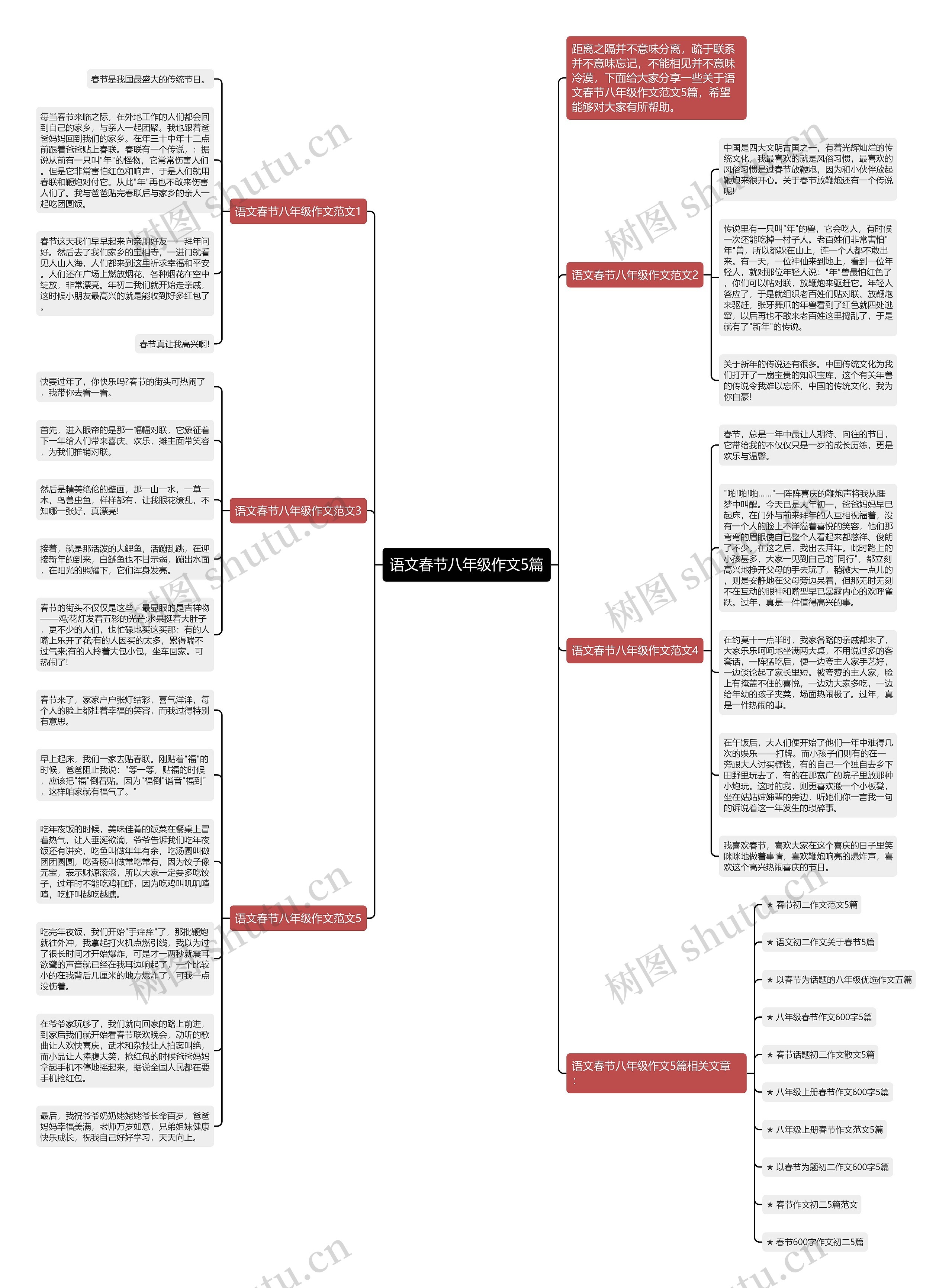 语文春节八年级作文5篇思维导图