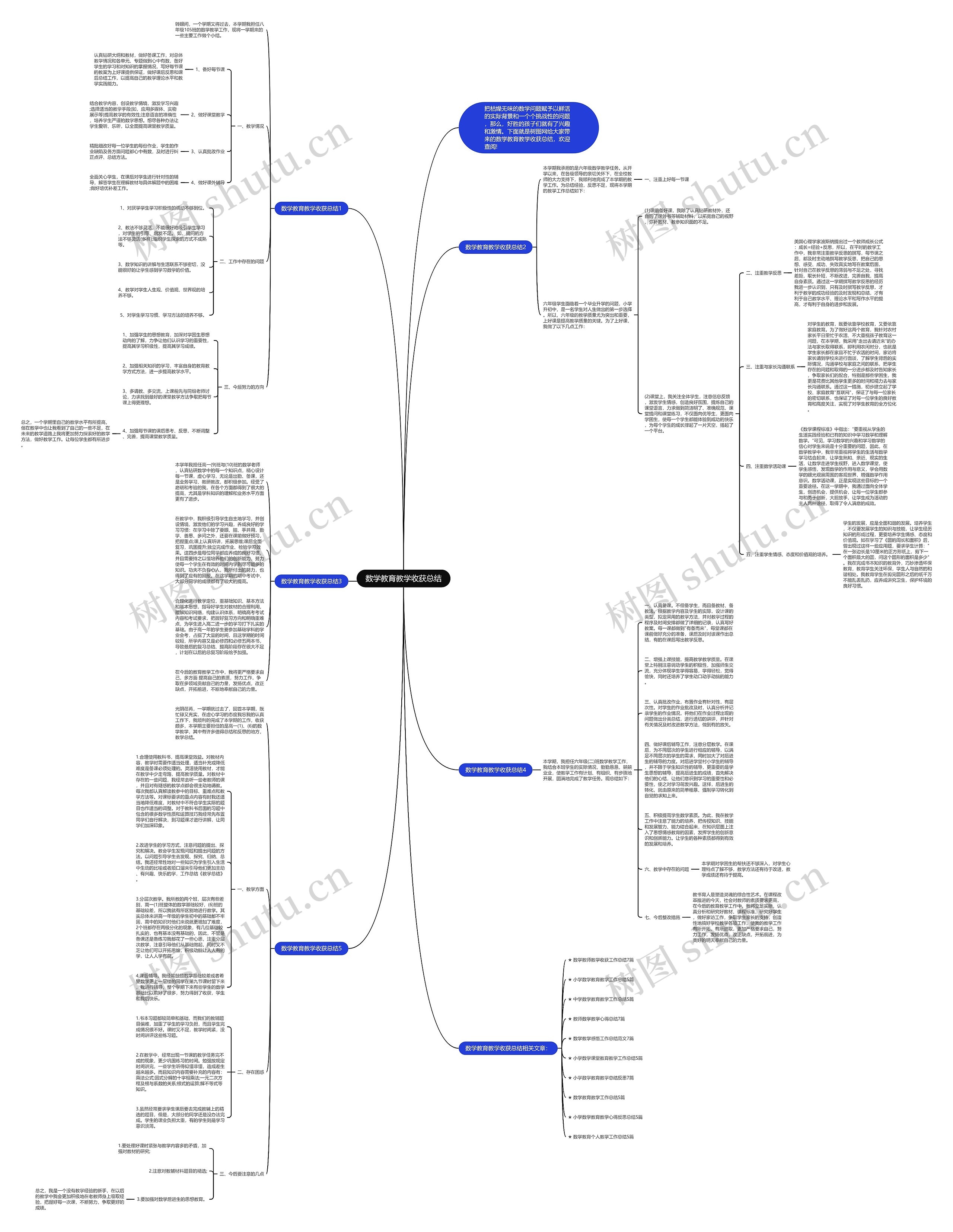 数学教育教学收获总结思维导图