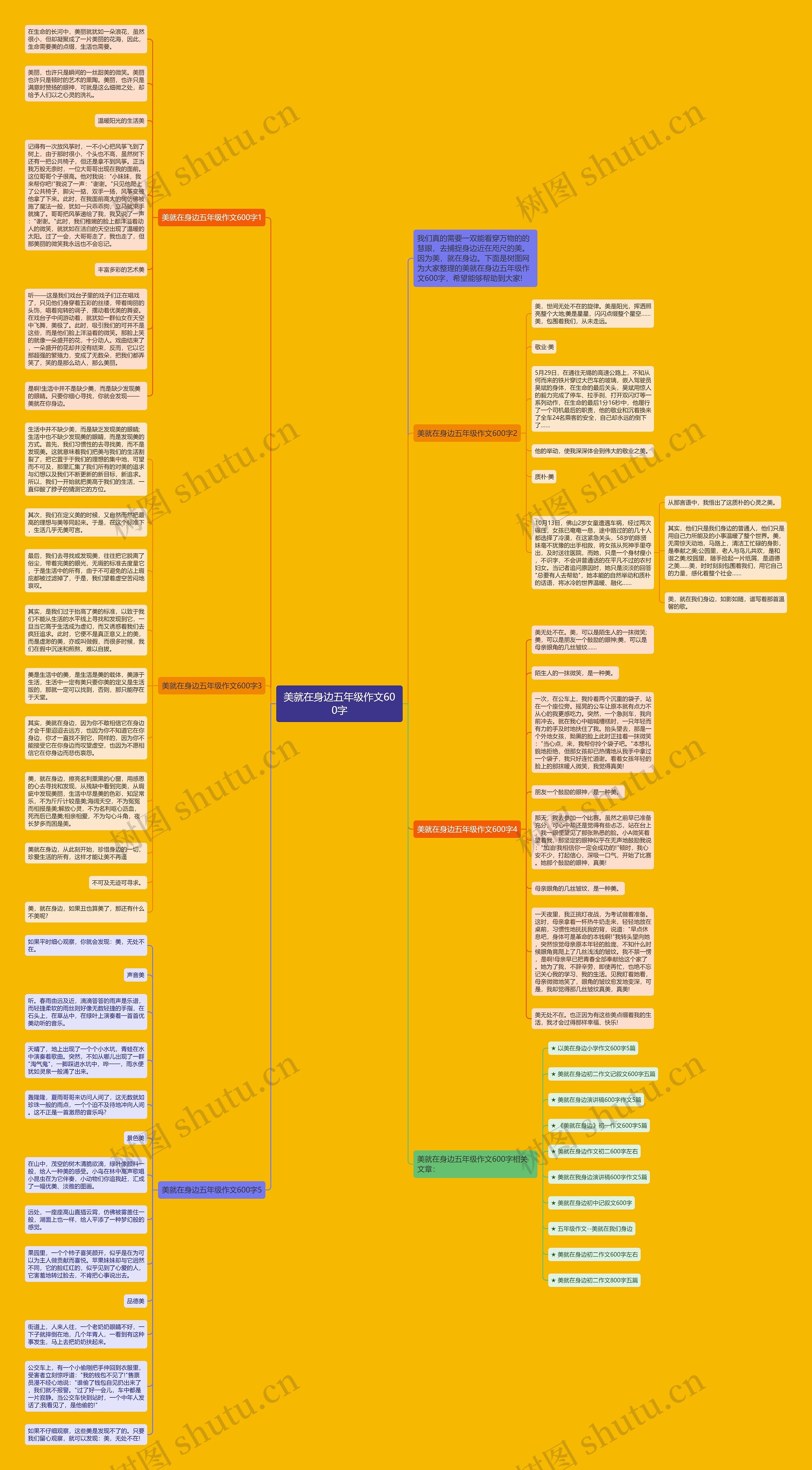 美就在身边五年级作文600字思维导图