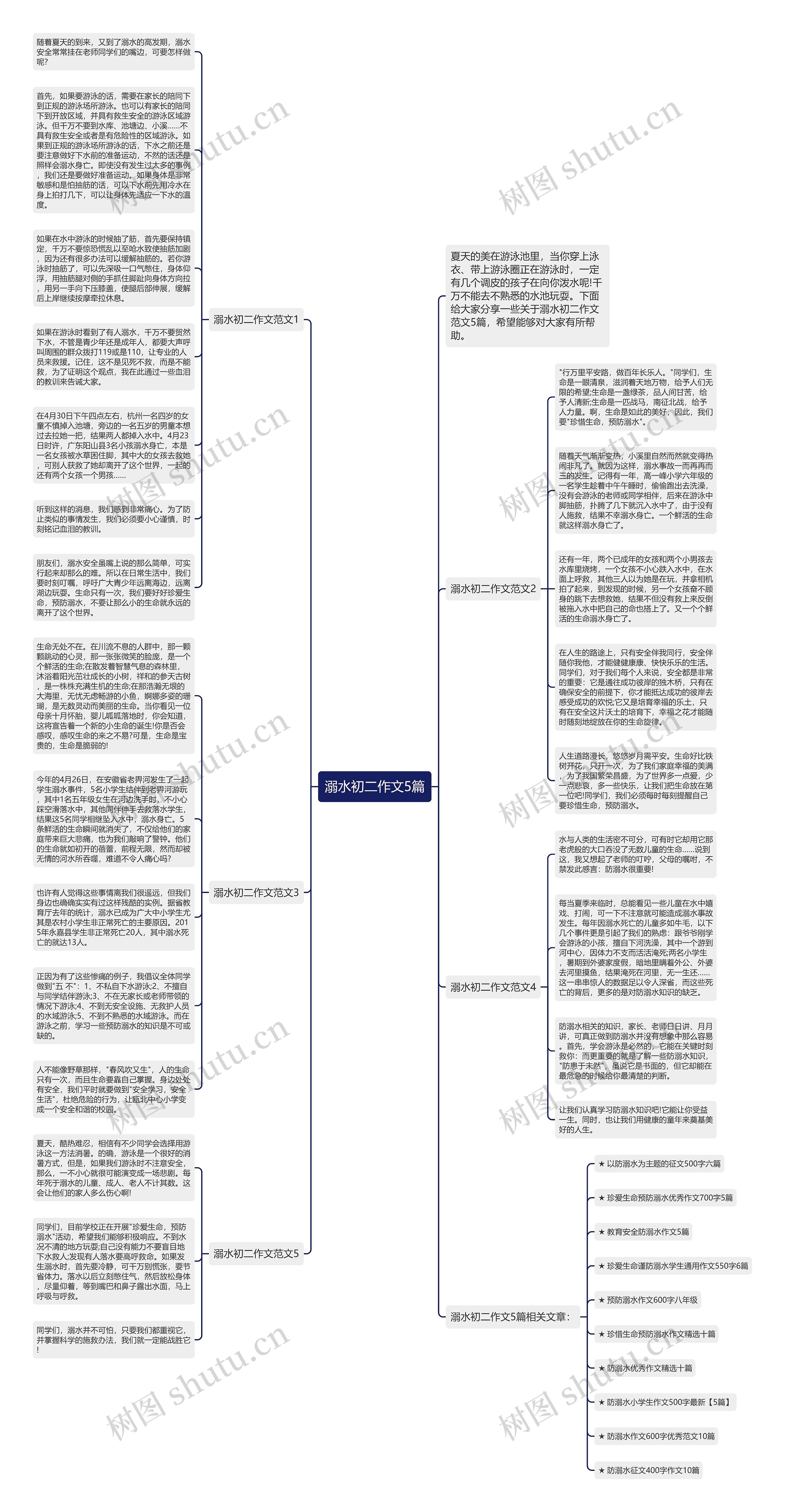 溺水初二作文5篇思维导图高清图 溺水初二作文5篇思维导图