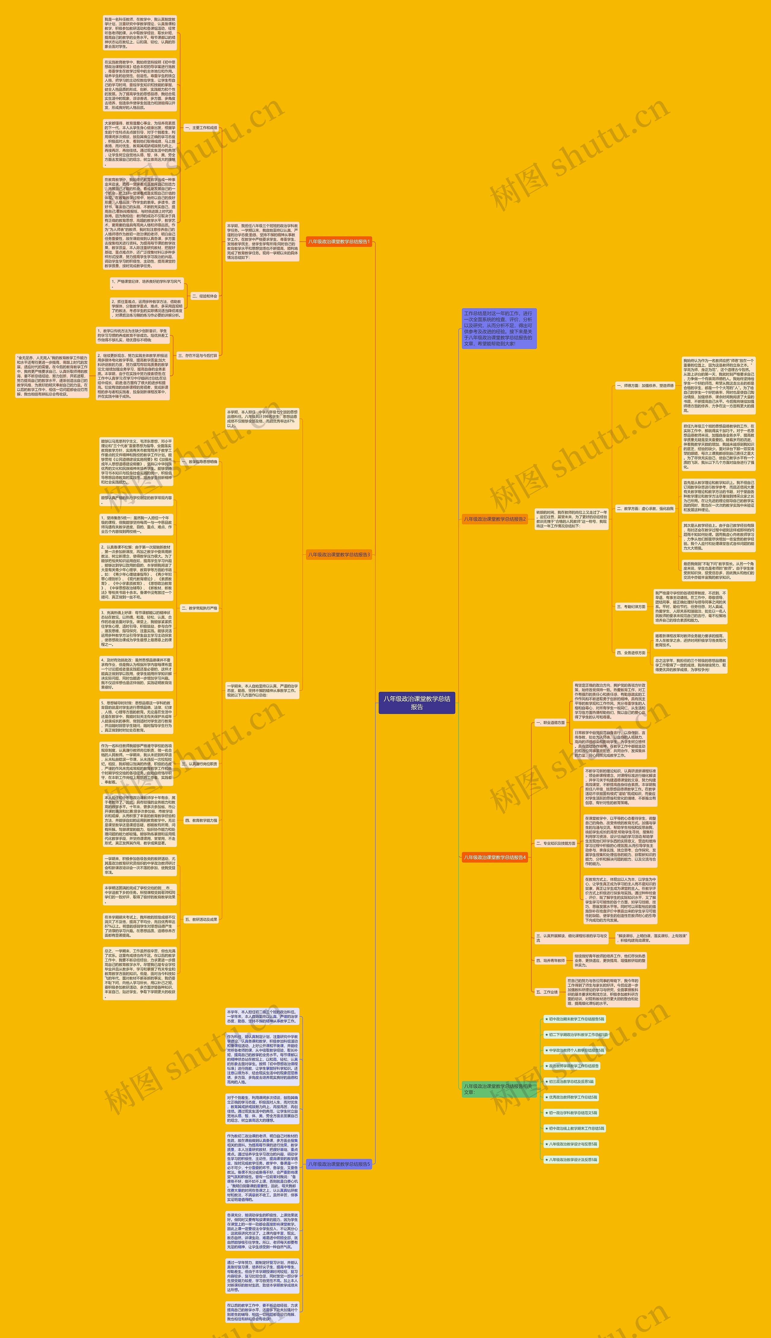 八年级政治课堂教学总结报告思维导图