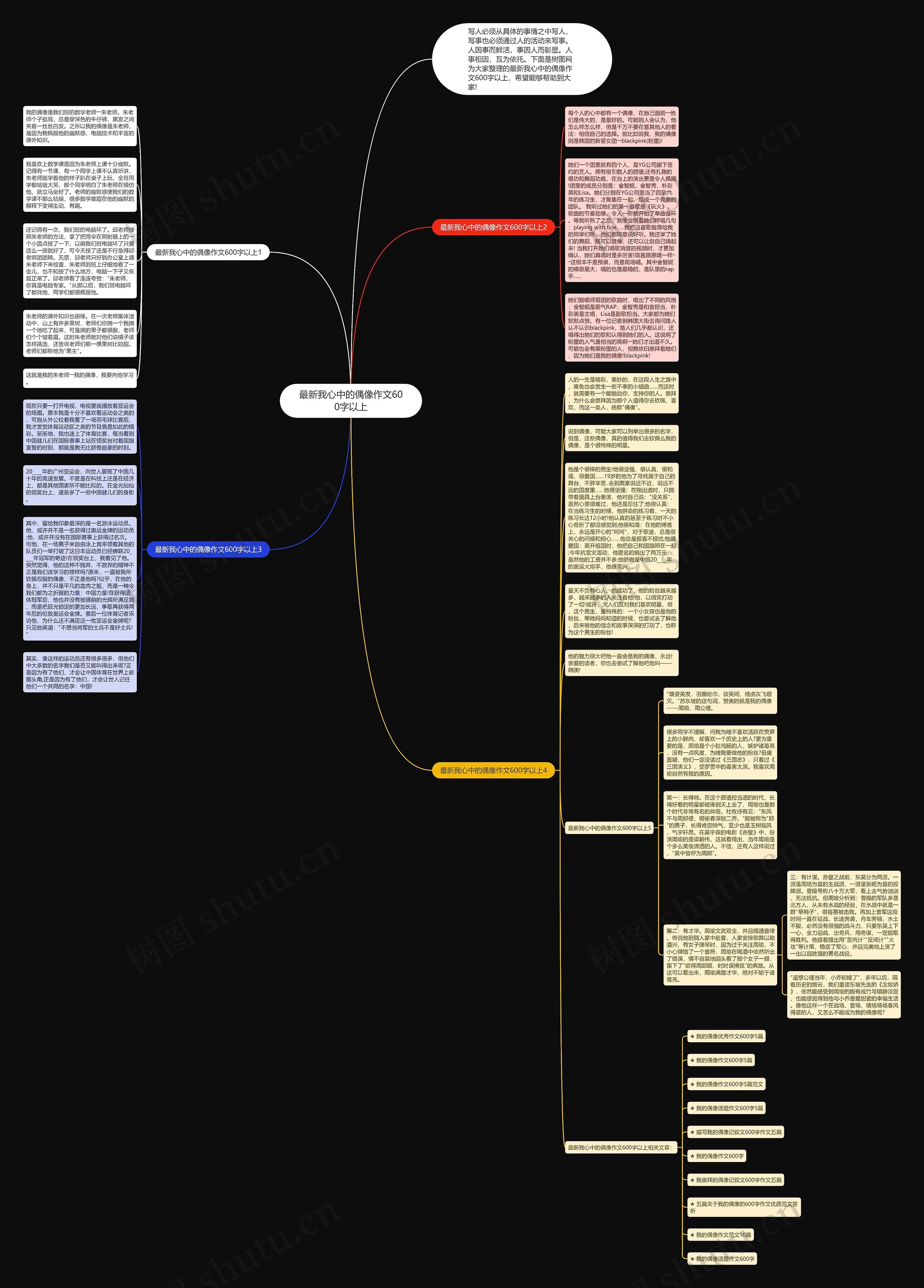 最新我心中的偶像作文600字以上思维导图