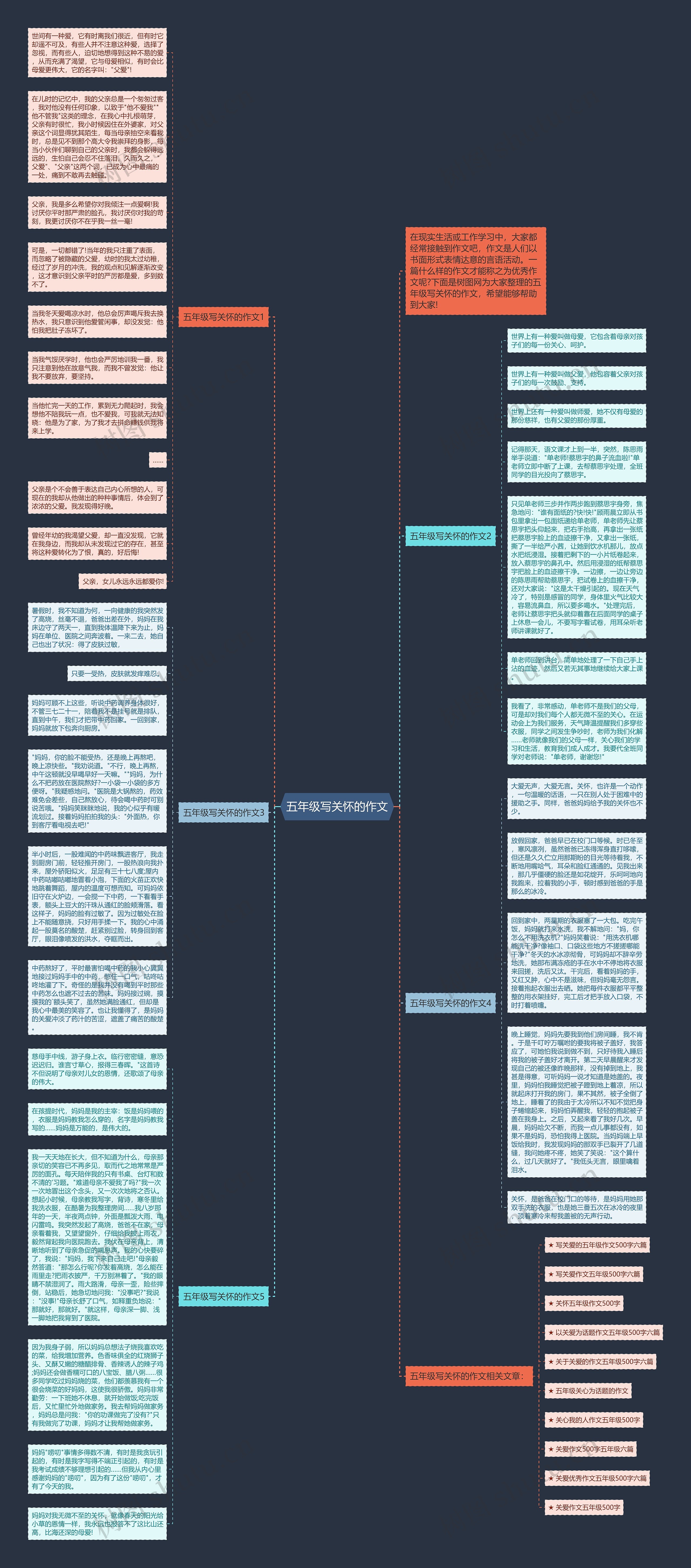 五年级写关怀的作文思维导图