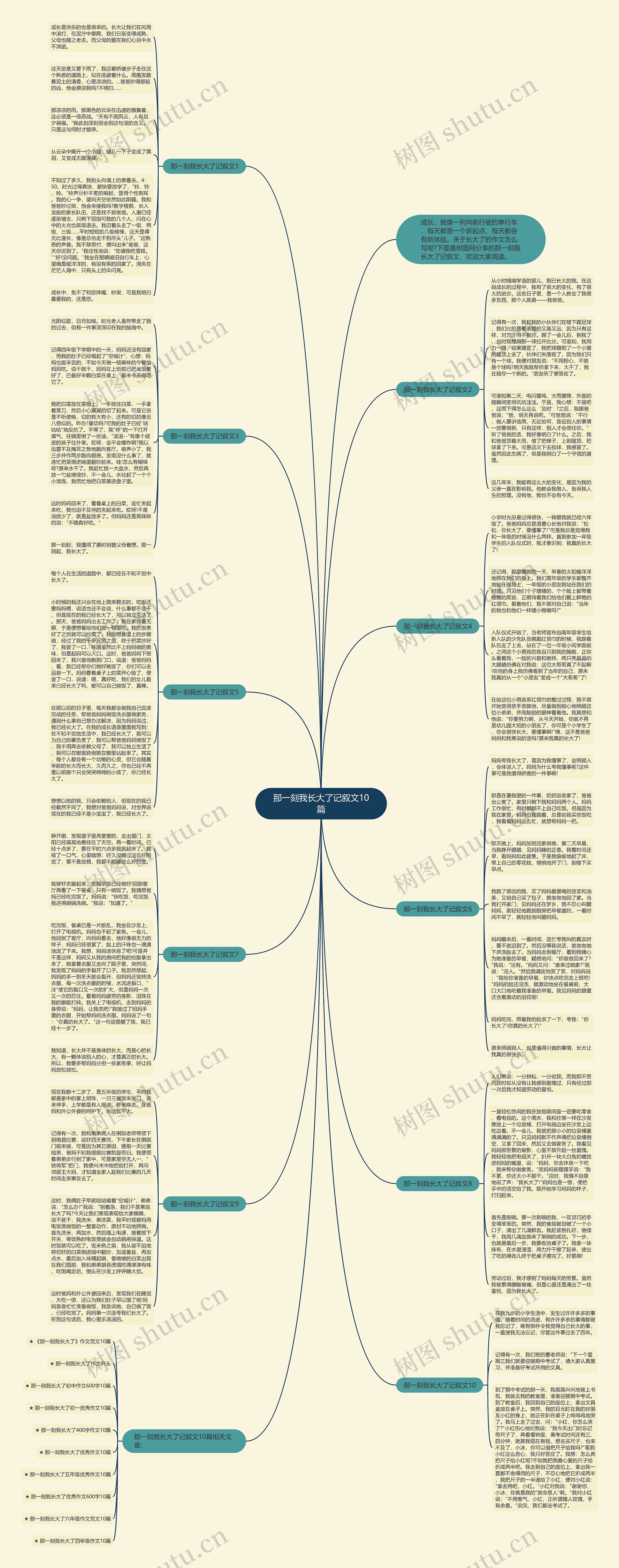 那一刻我长大了记叙文10篇思维导图