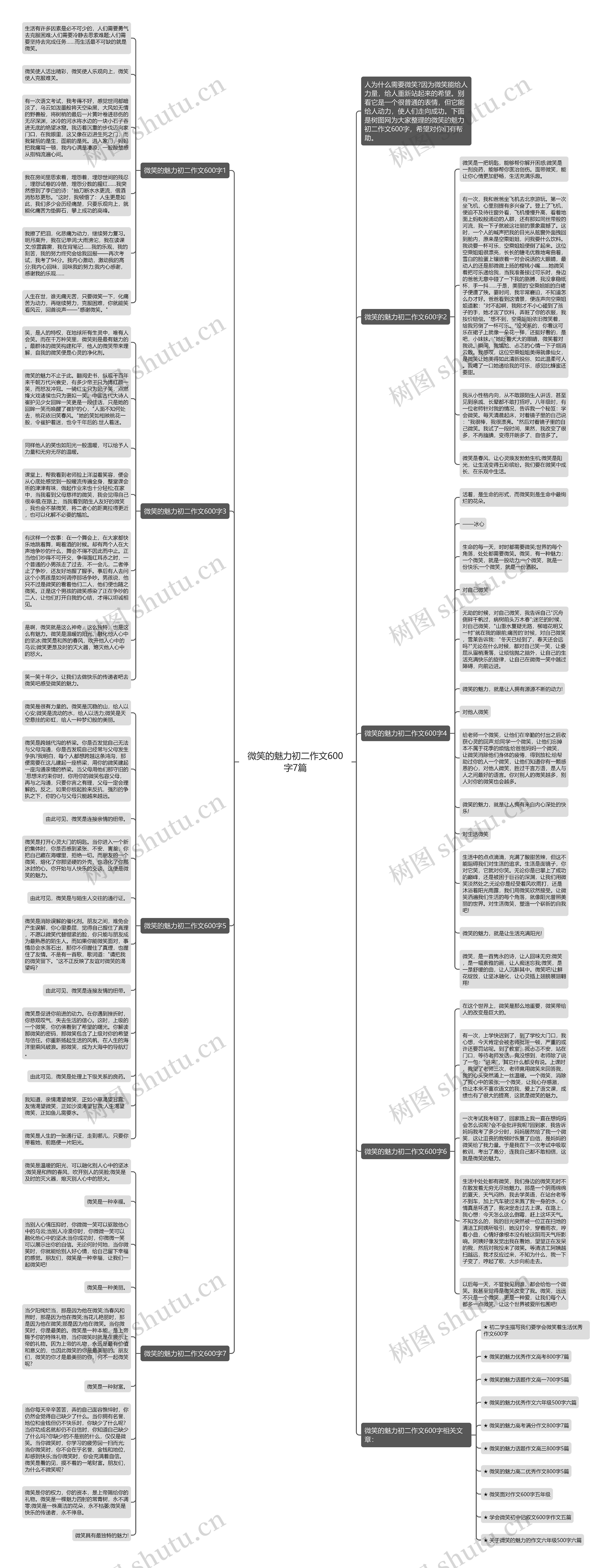 微笑的魅力初二作文600字7篇思维导图