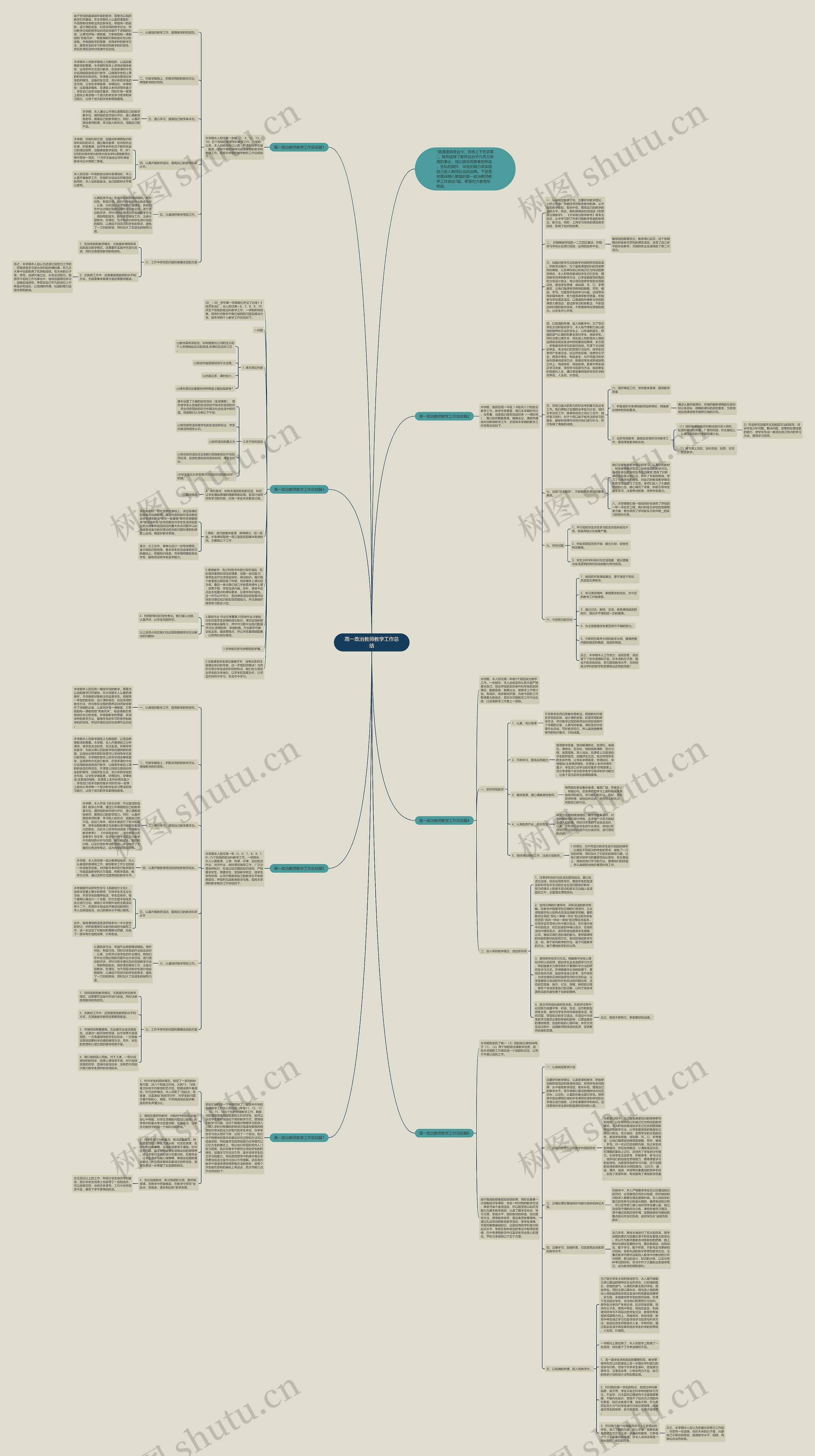 高一政治教师教学工作总结思维导图