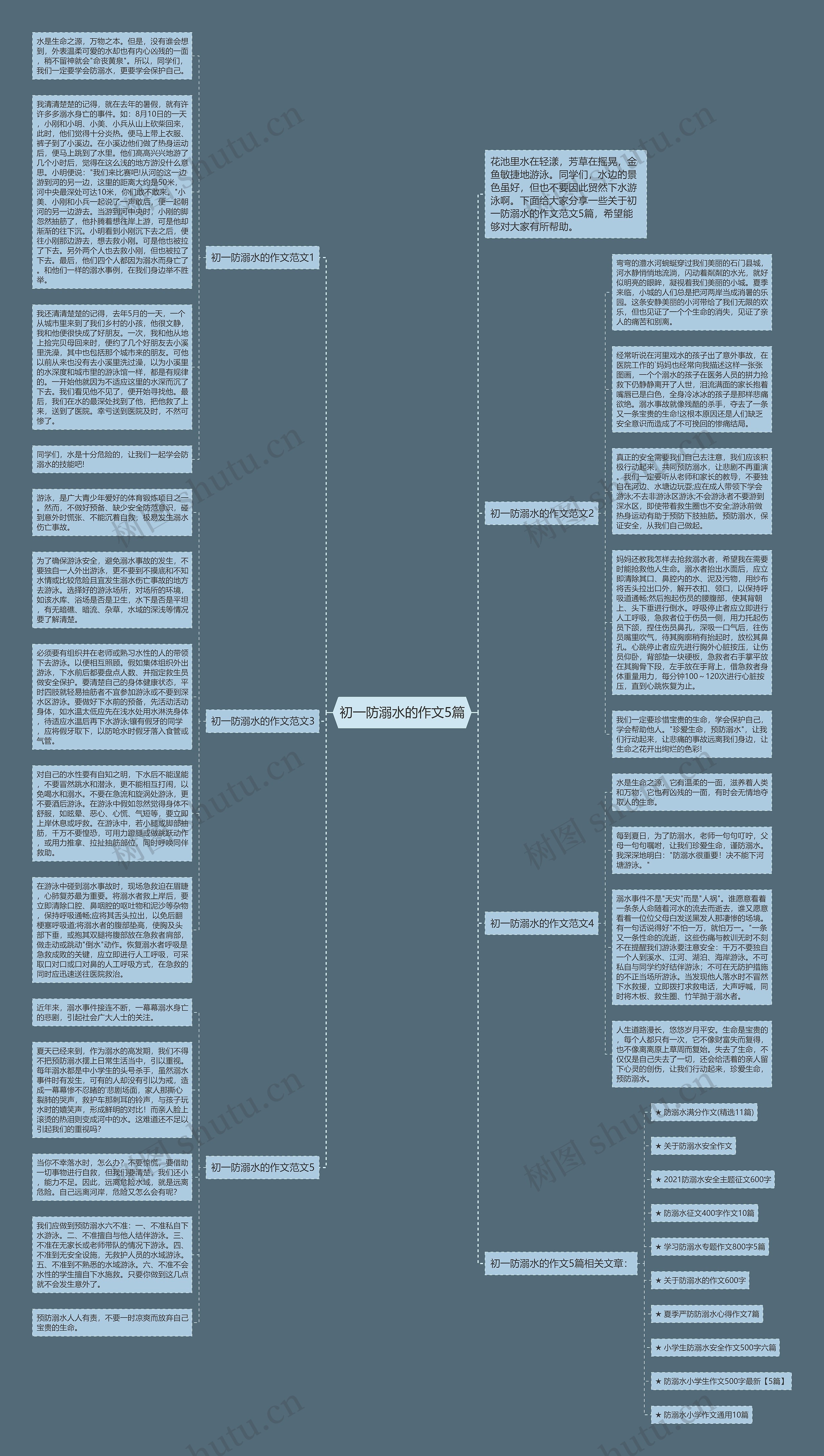 初一防溺水的作文5篇思维导图高清图 初一防溺水的作文5篇思维导图