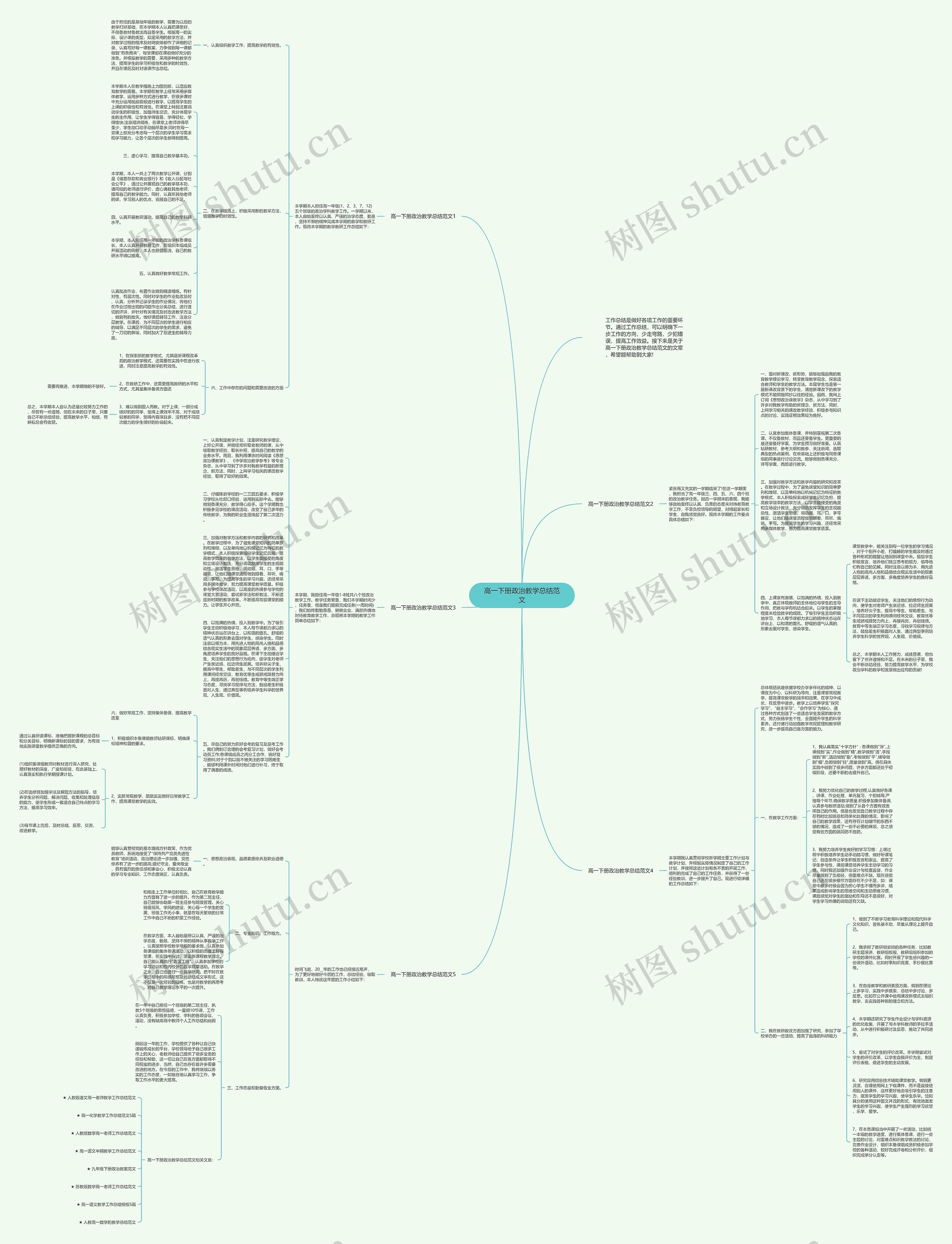 高一下册政治教学总结范文思维导图