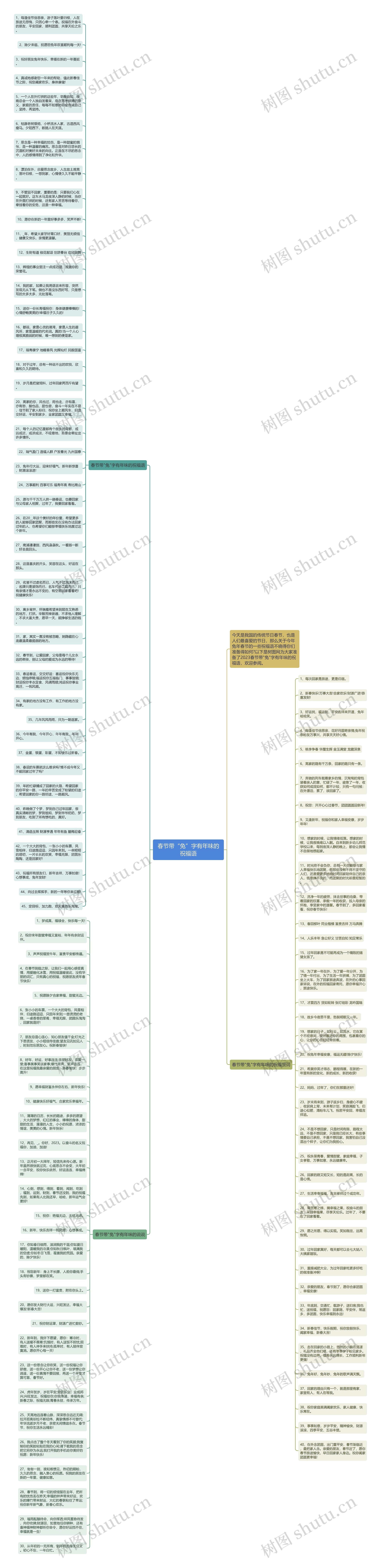 春节带“兔”字有年味的祝福语思维导图