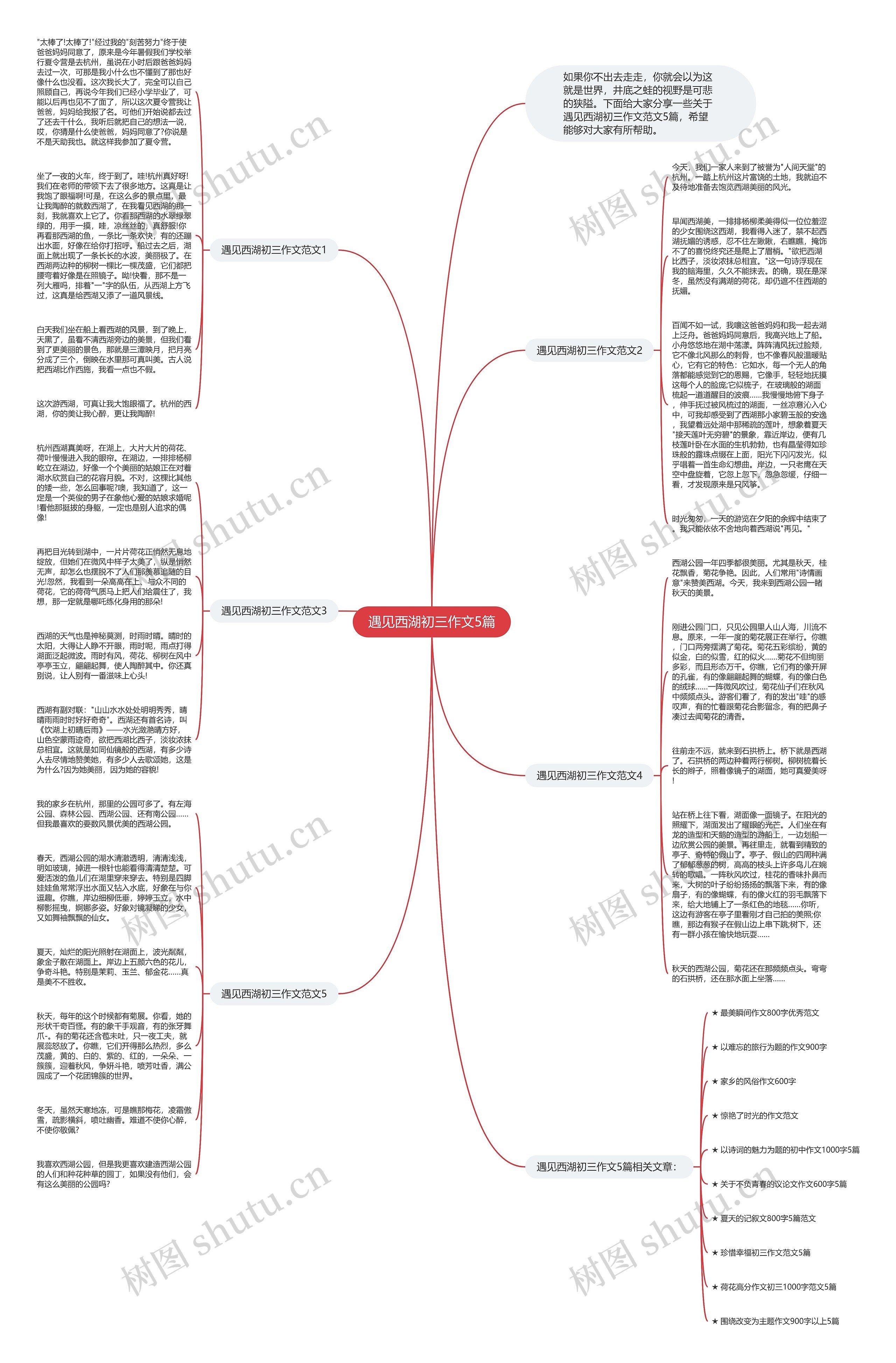 遇见西湖初三作文5篇思维导图