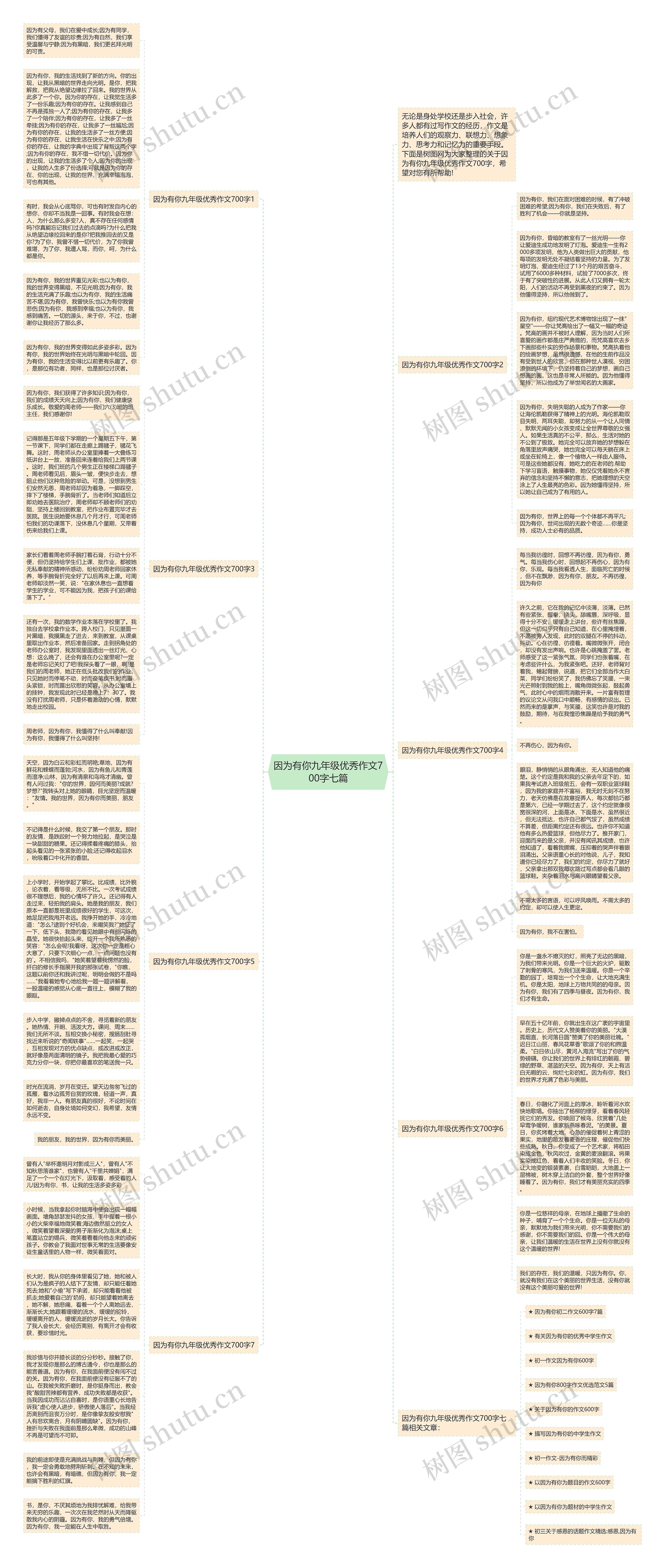 因为有你九年级优秀作文700字七篇思维导图
