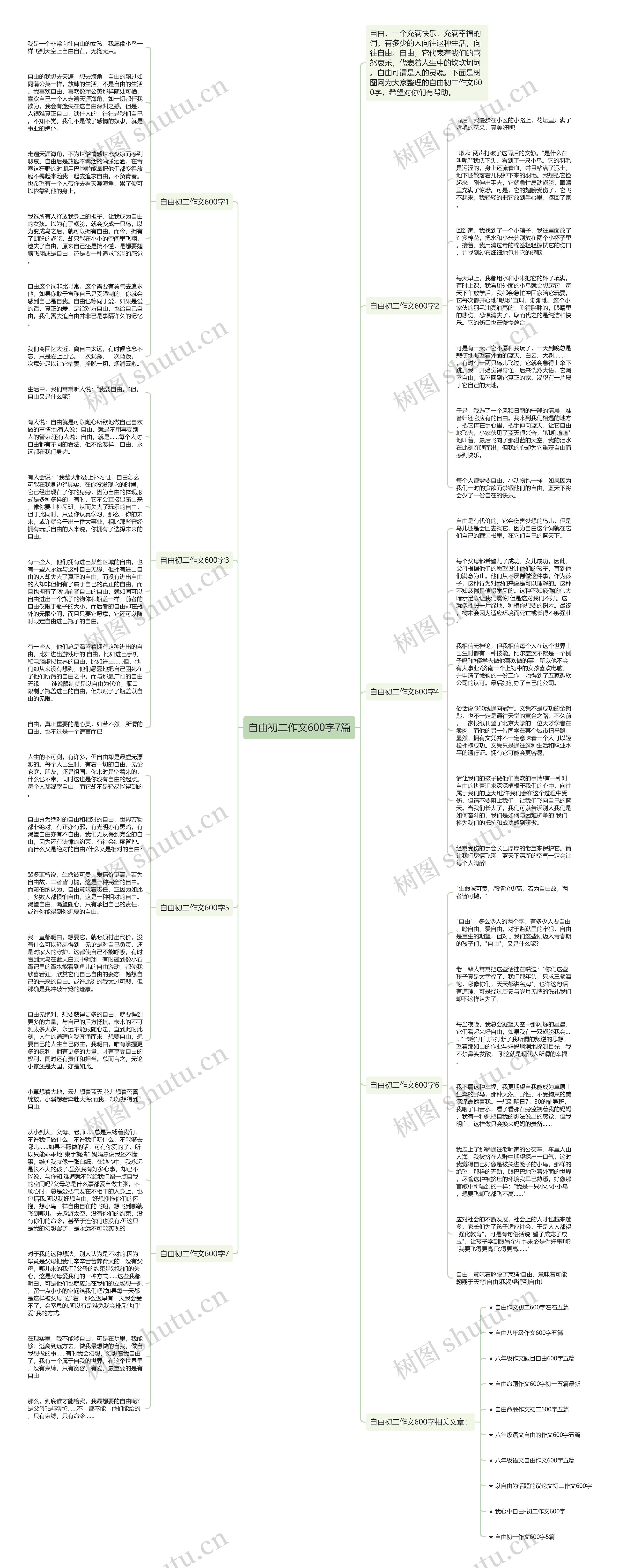 自由初二作文600字7篇思维导图