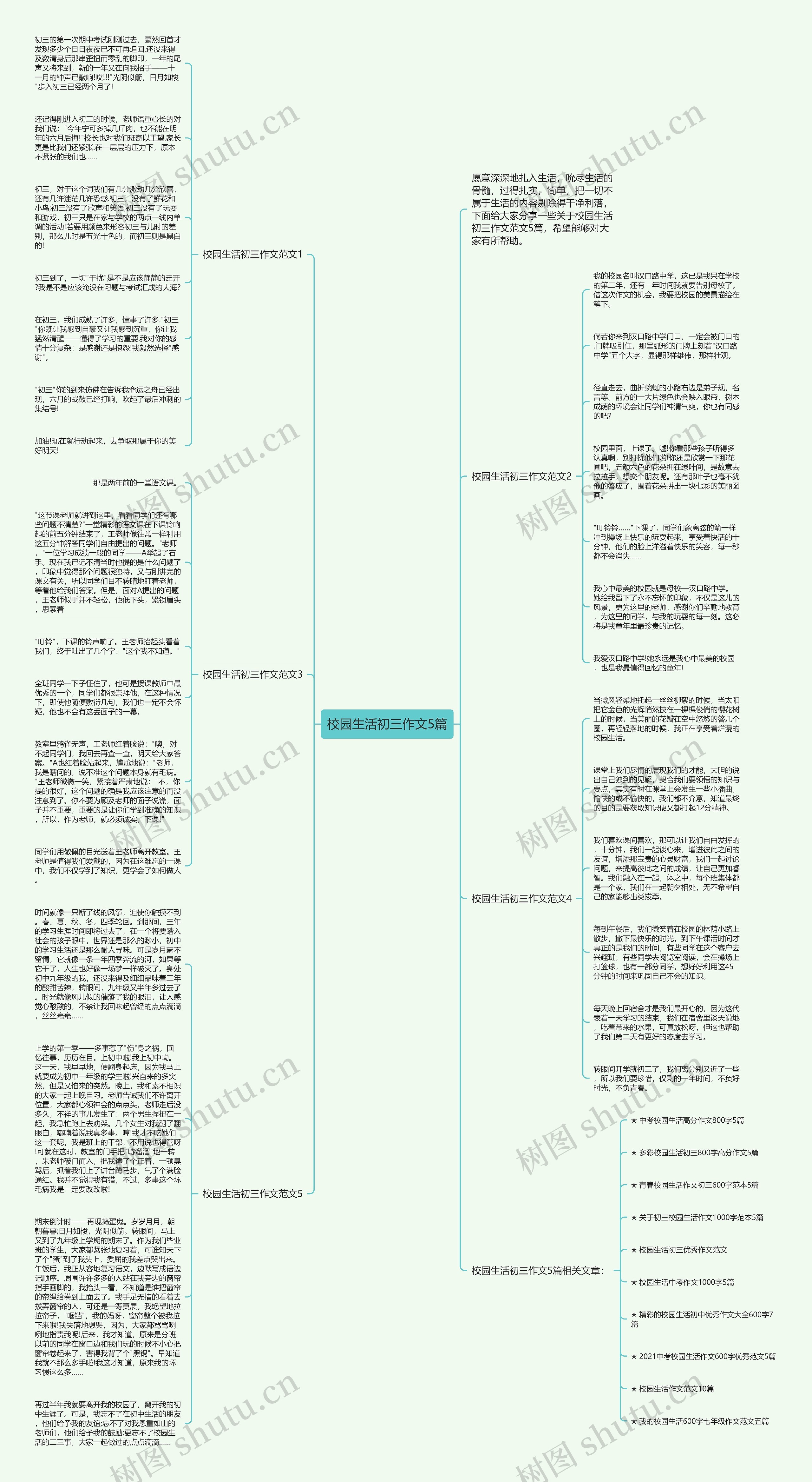 校园生活初三作文5篇思维导图