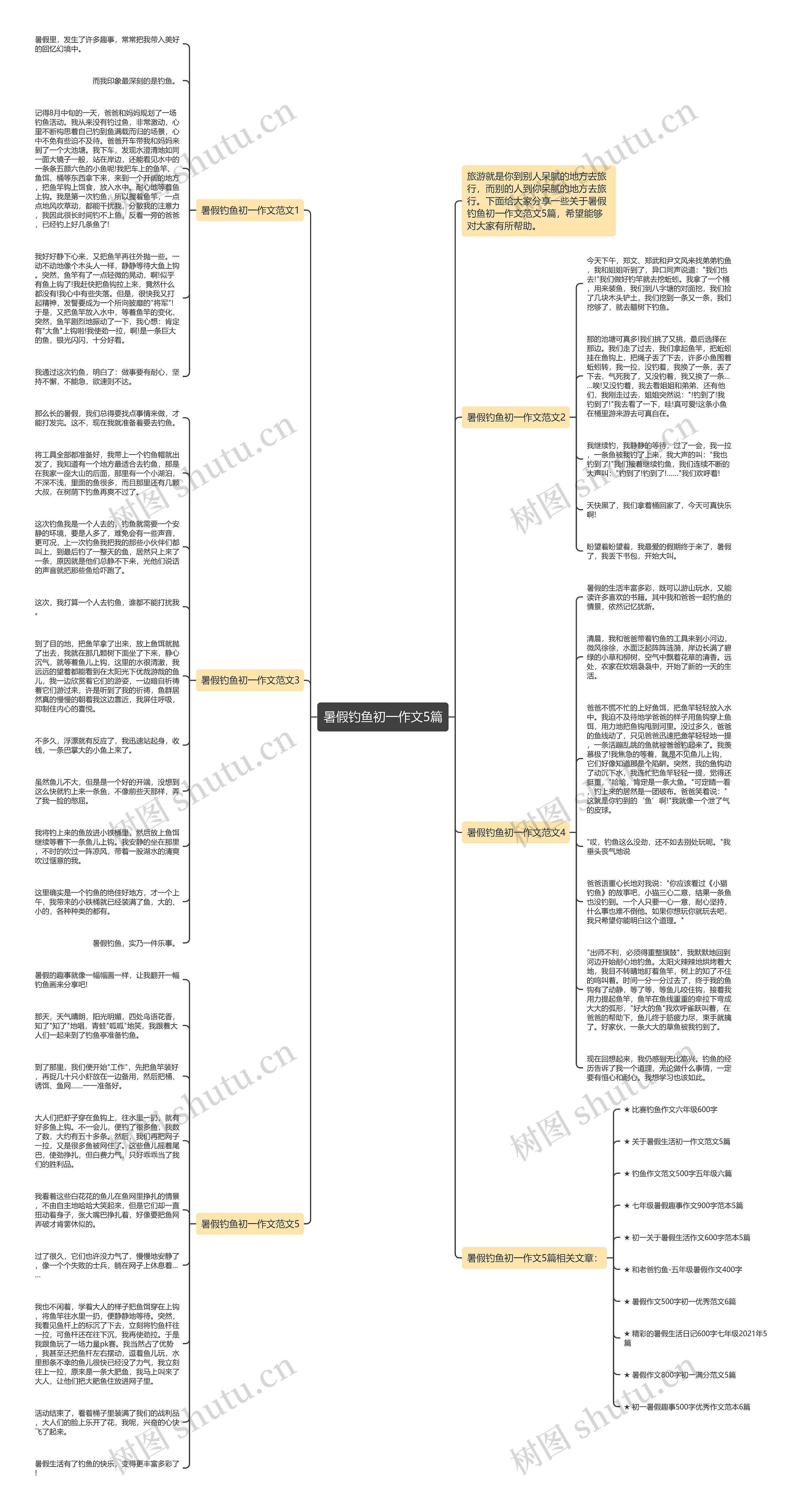 暑假钓鱼初一作文5篇思维导图