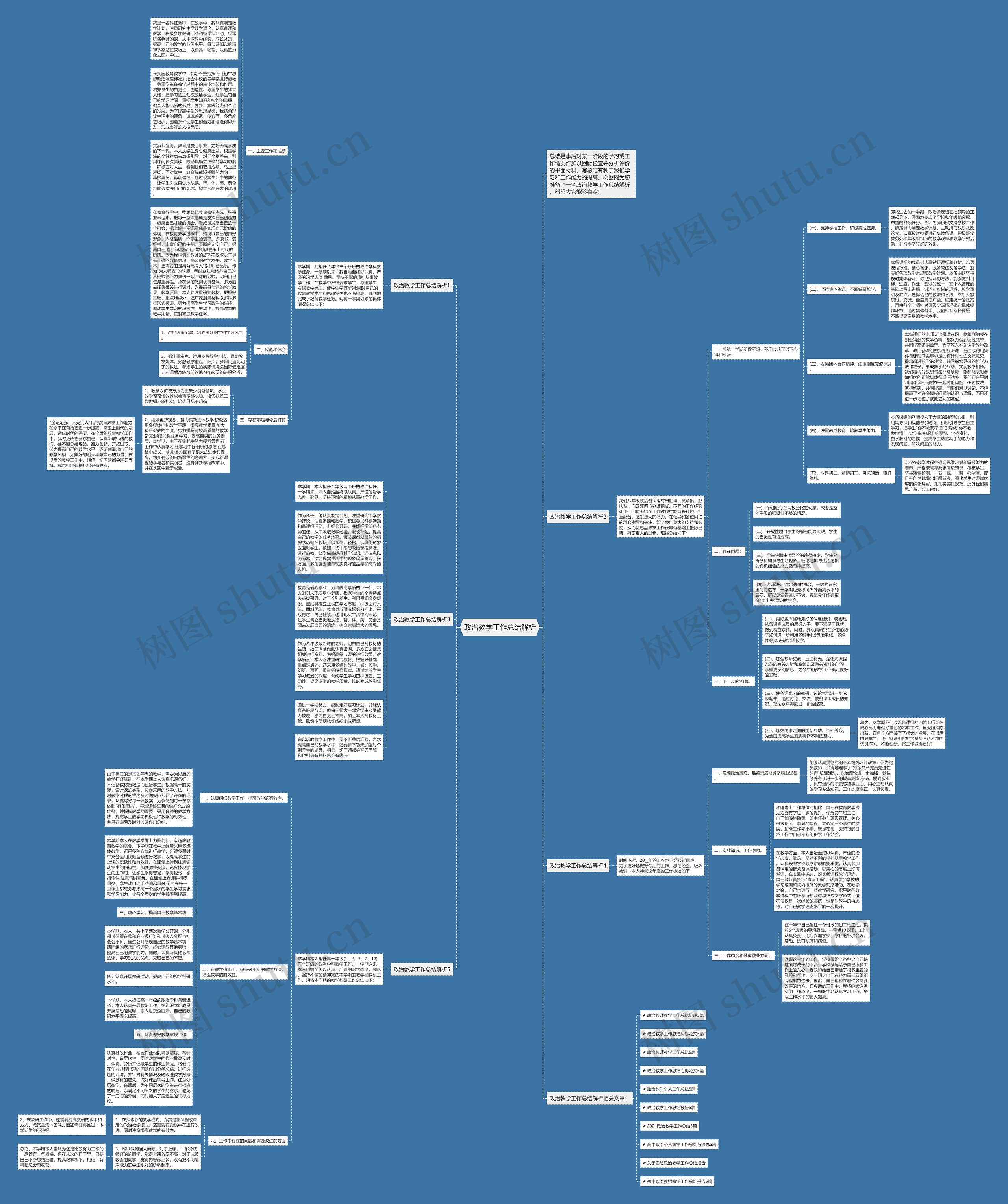 政治教学工作总结解析思维导图