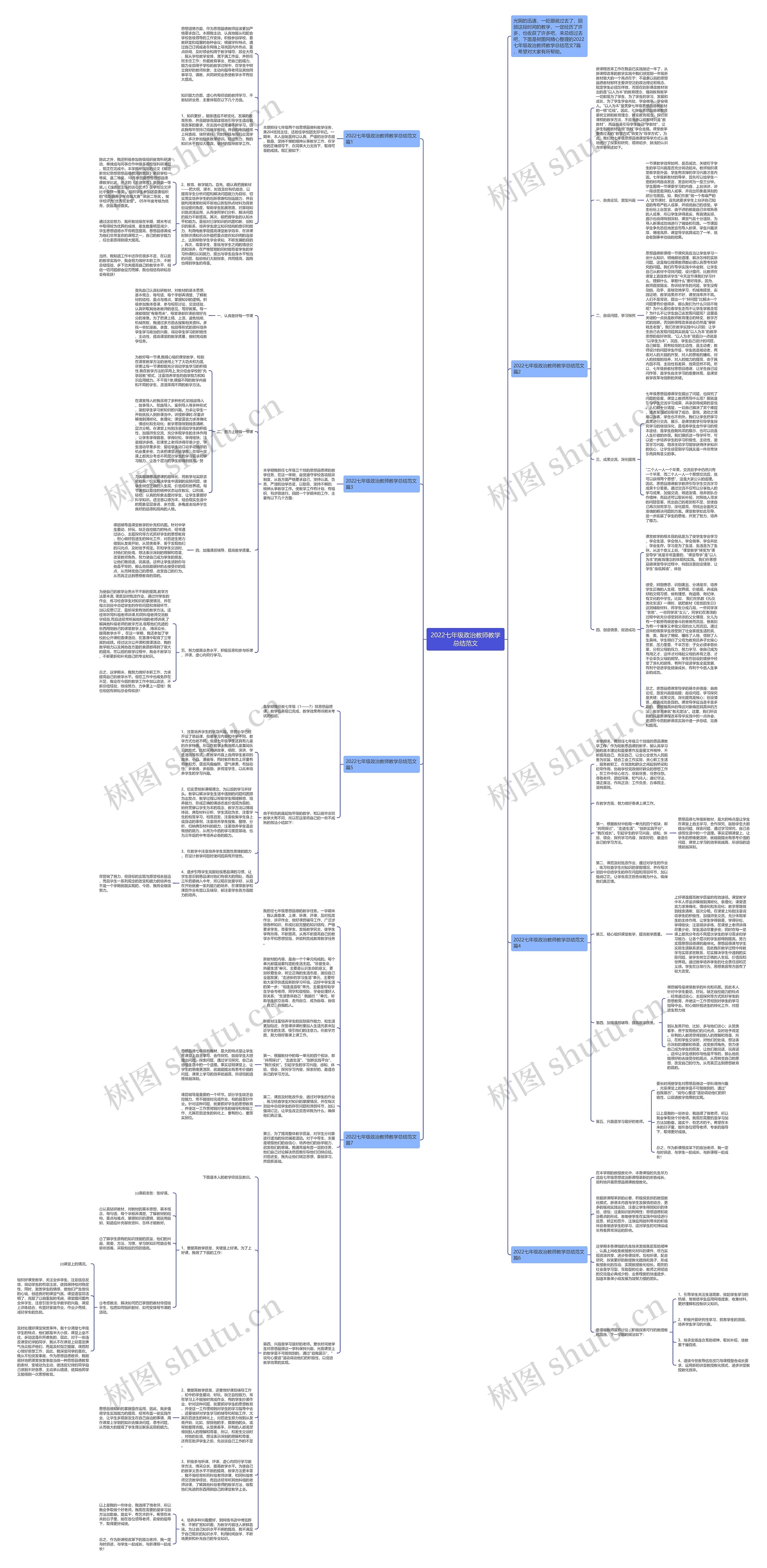 2022七年级政治教师教学总结范文思维导图