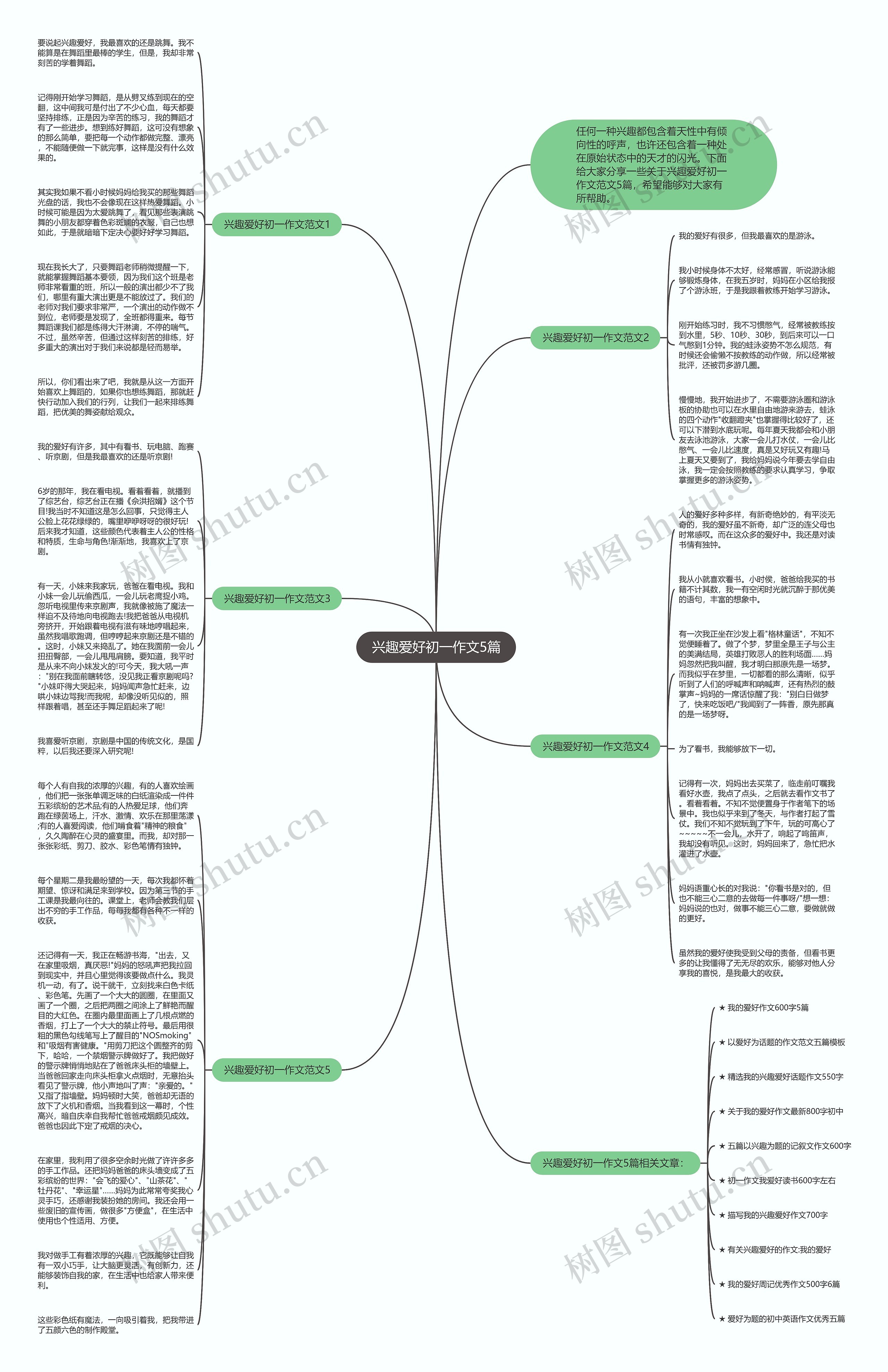 兴趣爱好初一作文5篇思维导图
