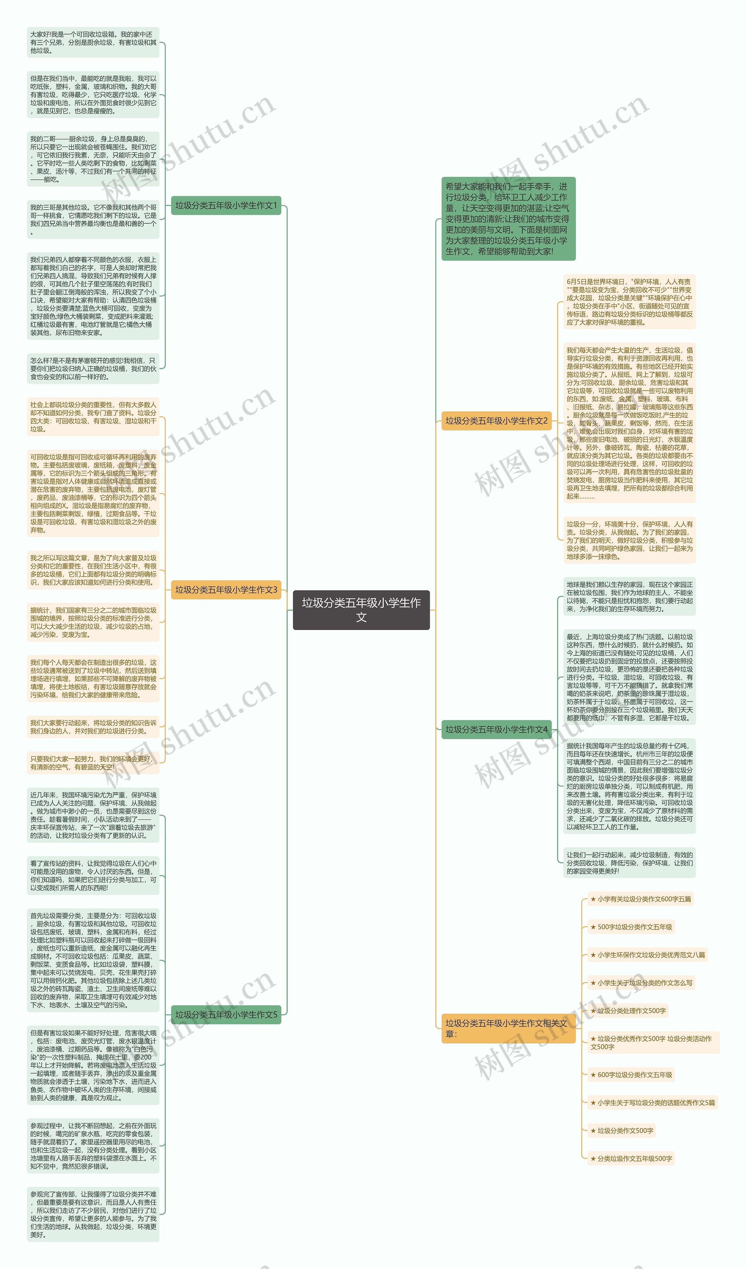 垃圾分类五年级小学生作文思维导图