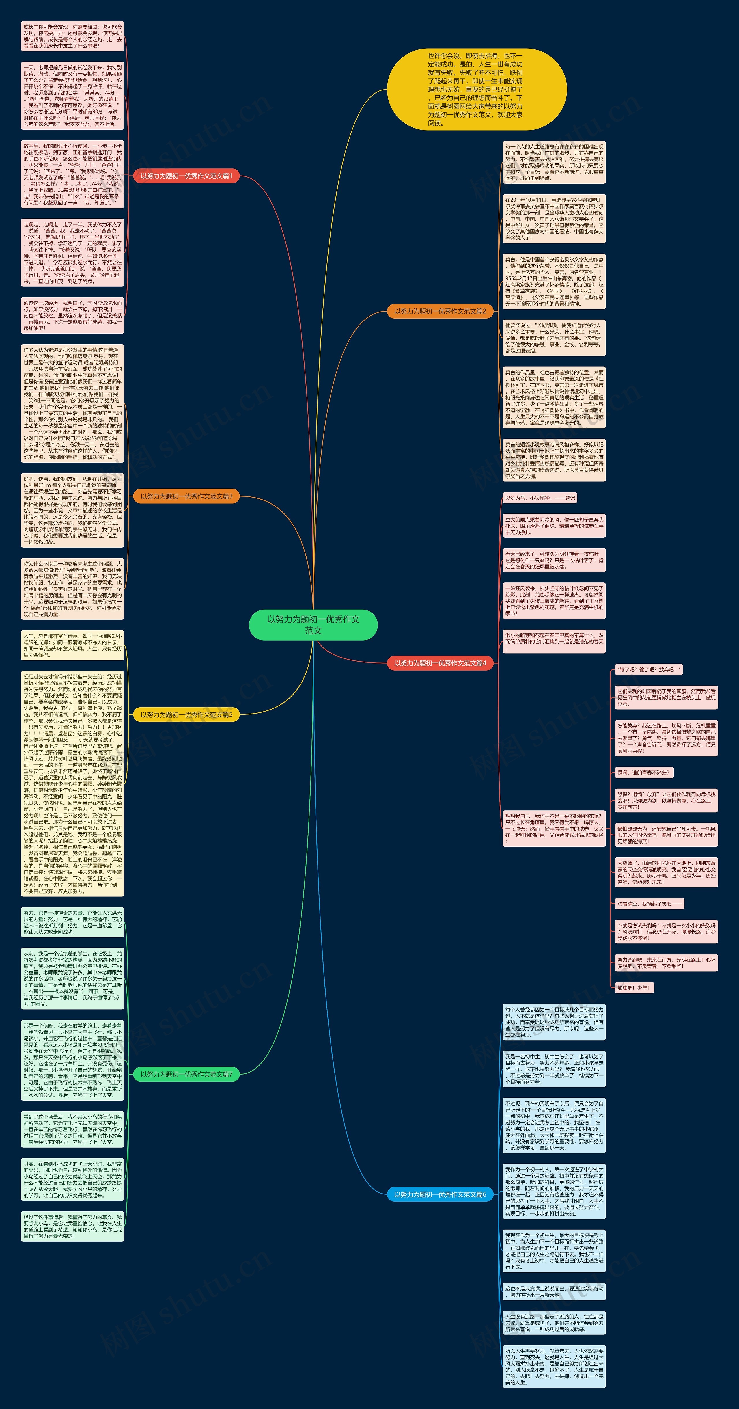 以努力为题初一优秀作文范文思维导图