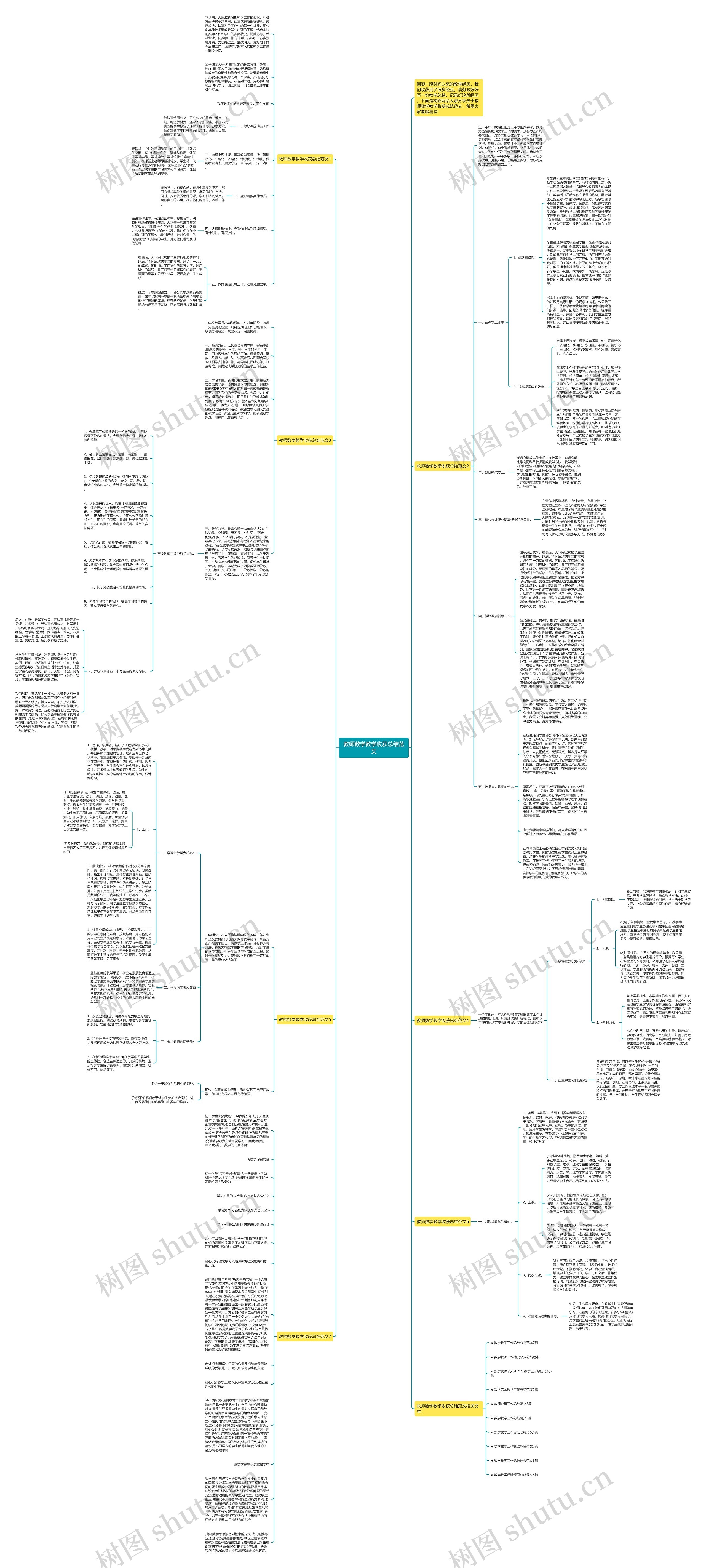 教师数学教学收获总结范文思维导图