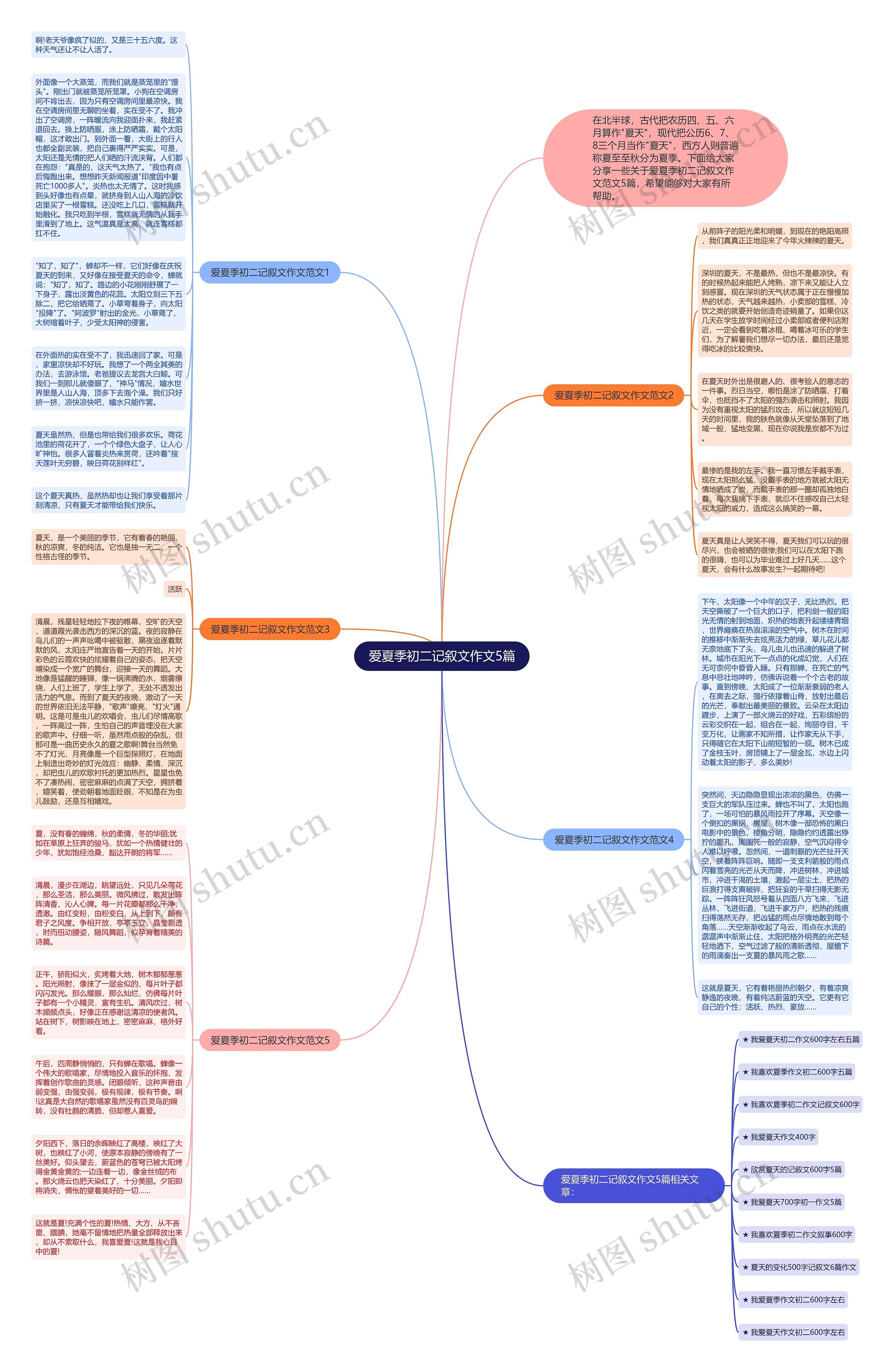 爱夏季初二记叙文作文5篇思维导图