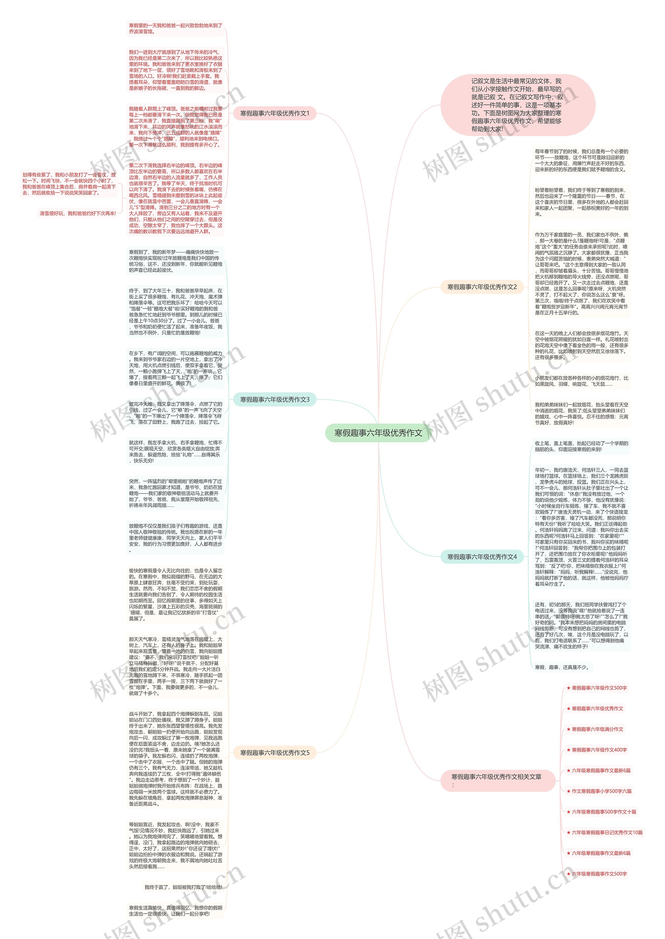 寒假趣事六年级优秀作文思维导图