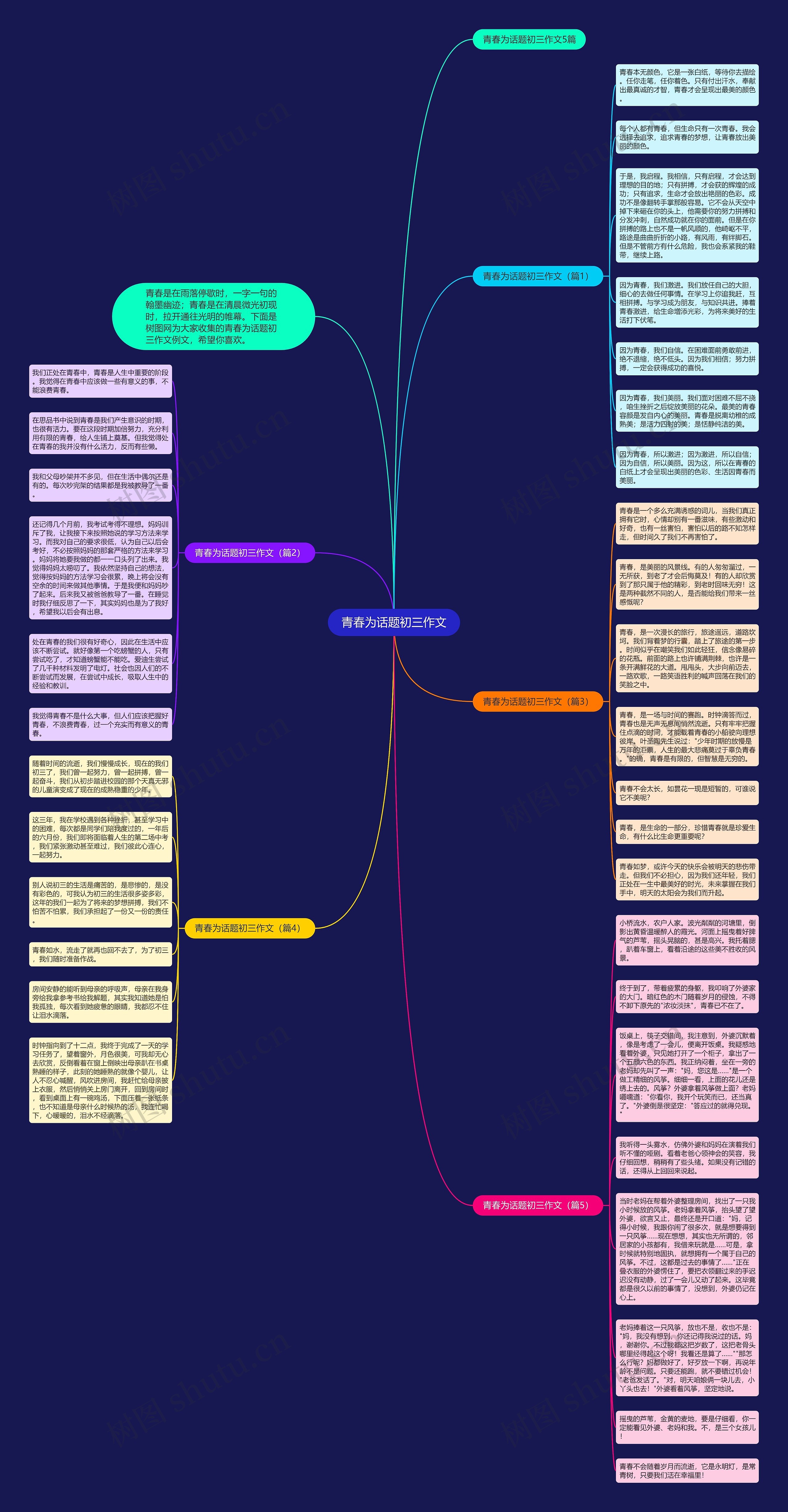 青春为话题初三作文思维导图