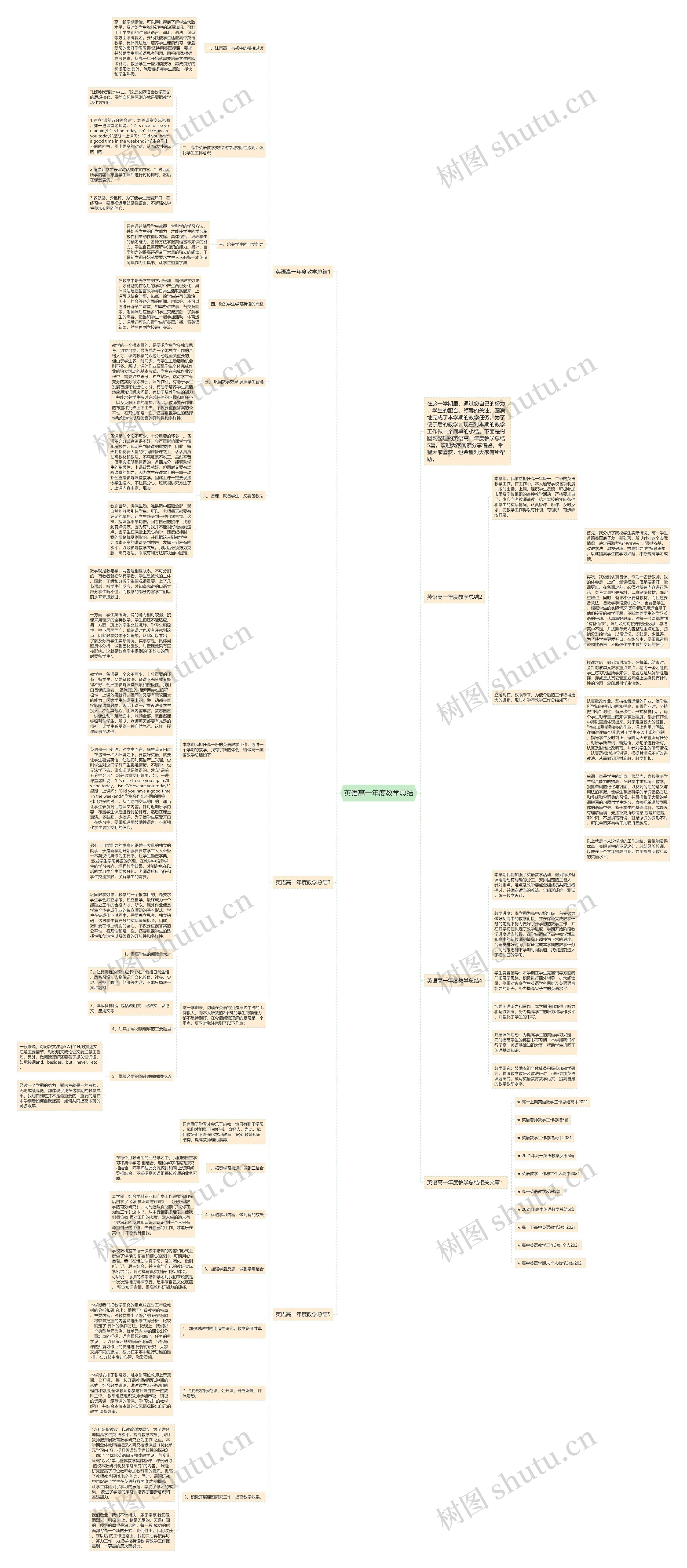 英语高一年度教学总结思维导图