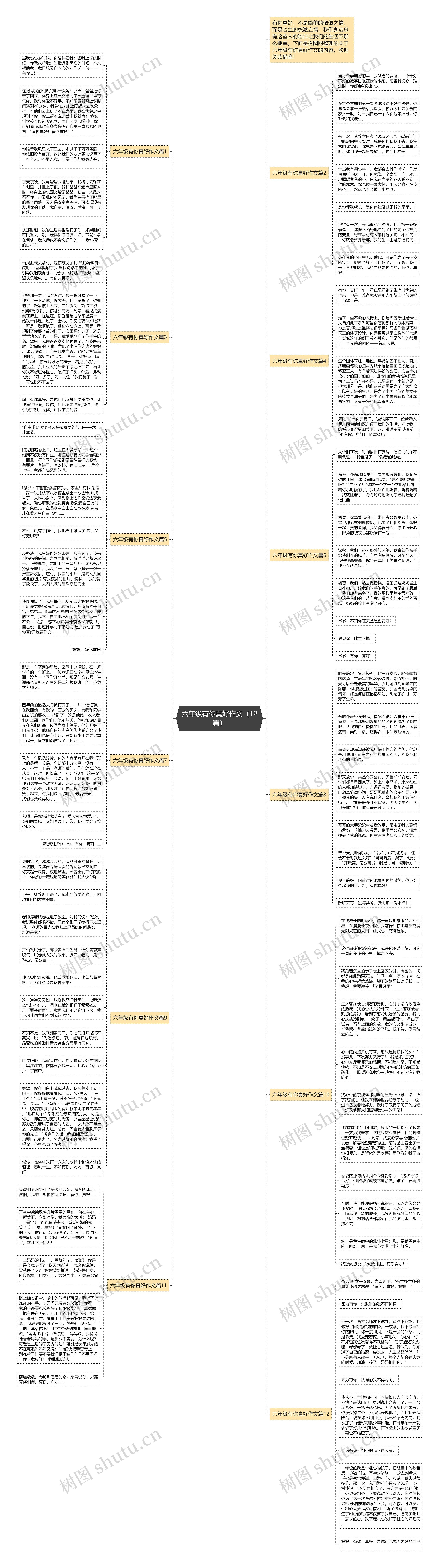 六年级有你真好作文（12篇）思维导图