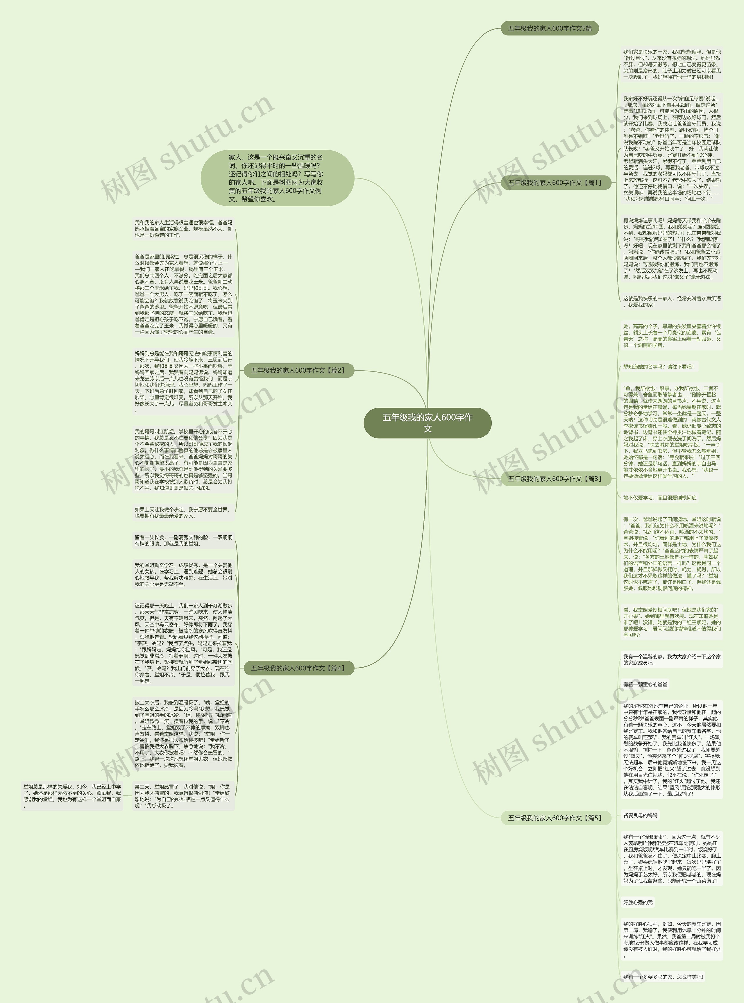 五年级我的家人600字作文思维导图