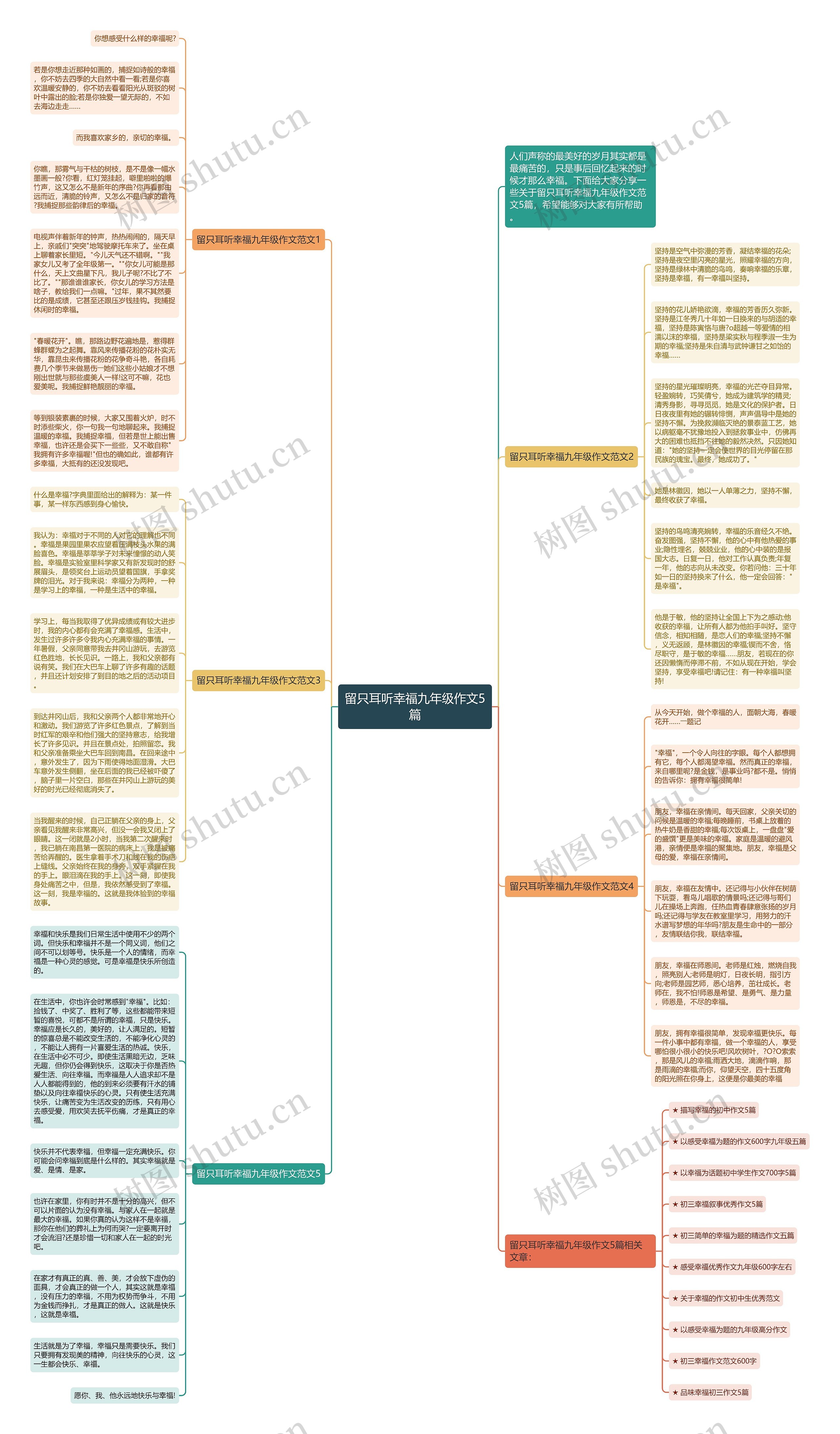 留只耳听幸福九年级作文5篇思维导图