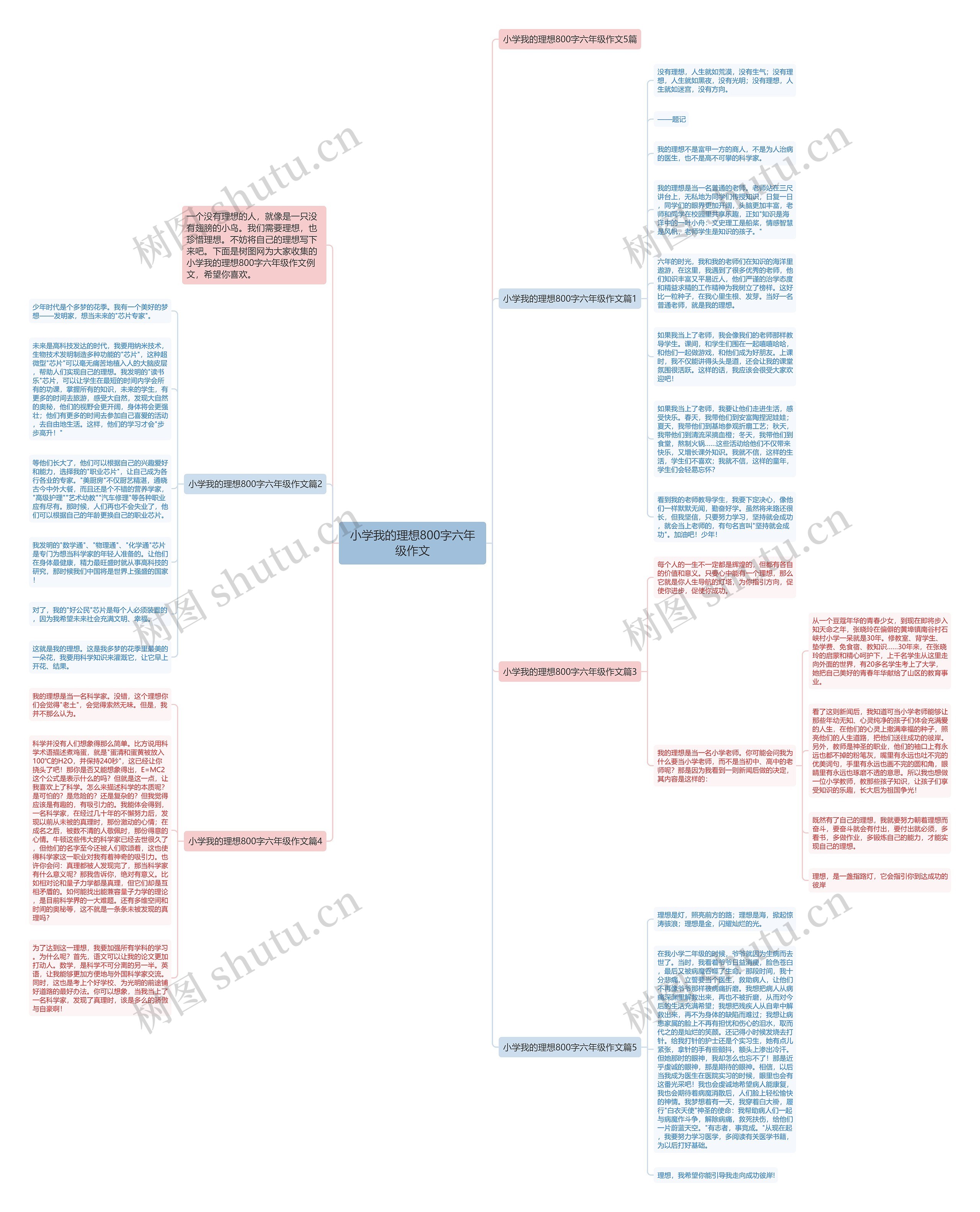 小学我的理想800字六年级作文思维导图